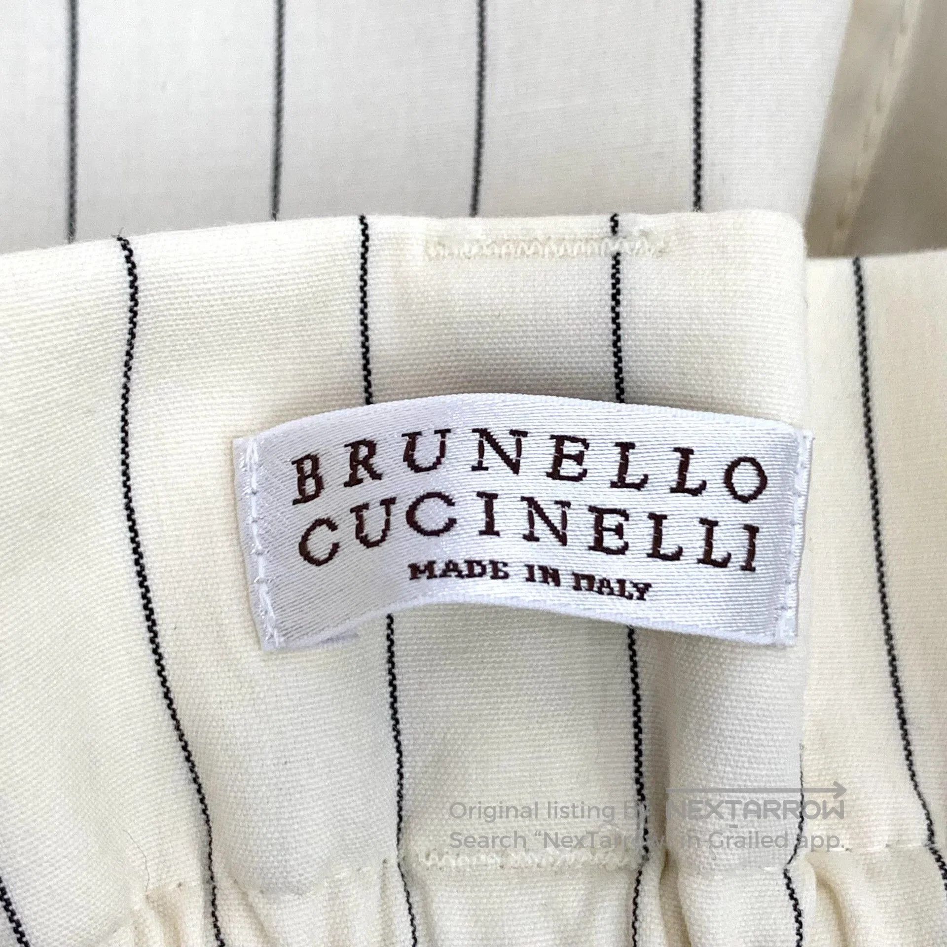 Brunello Cucinelli Brunello Cucinelli White Vertical Stripe Cotton Trousers. Size US 40 / EU 56 - 6 Thumbnail