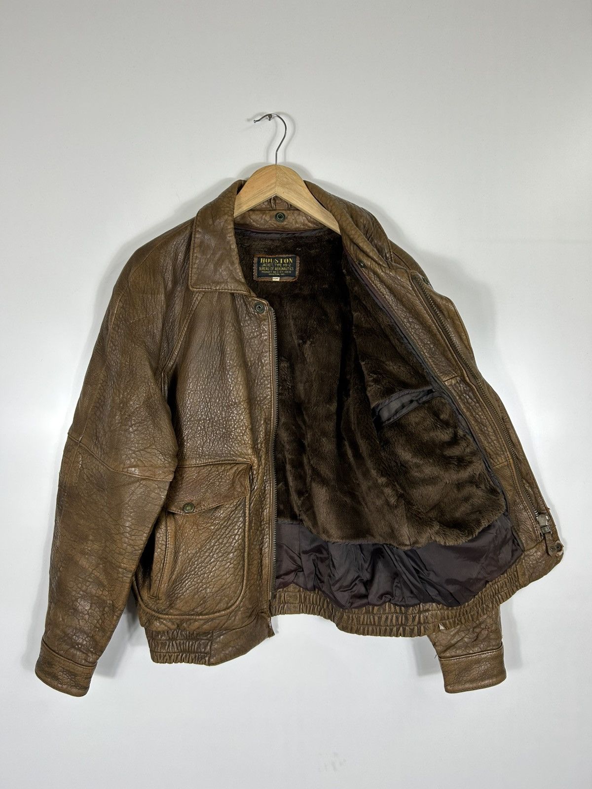 Leather ⚡️Vintage 80’s Houston A2 Flyer Leather Jacket Size US L / EU 52-54 / 3 - 12 Thumbnail