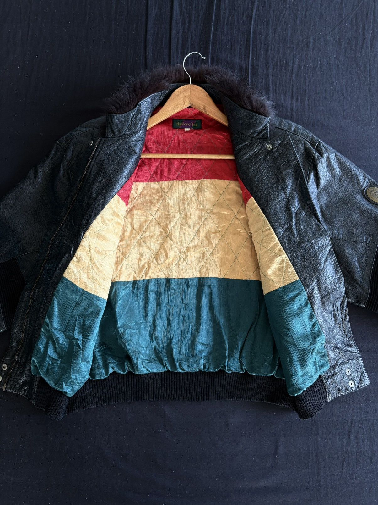 Leather Vintage 80s Noblesse Leather Blouson Jacket w/ Fur Collar Size US L / EU 52-54 / 3 - 9 Thumbnail