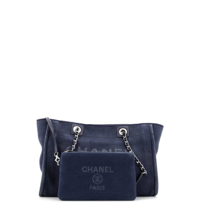 CHANEL Mixed Fibers Small Deauville Tote Light Blue 1269436