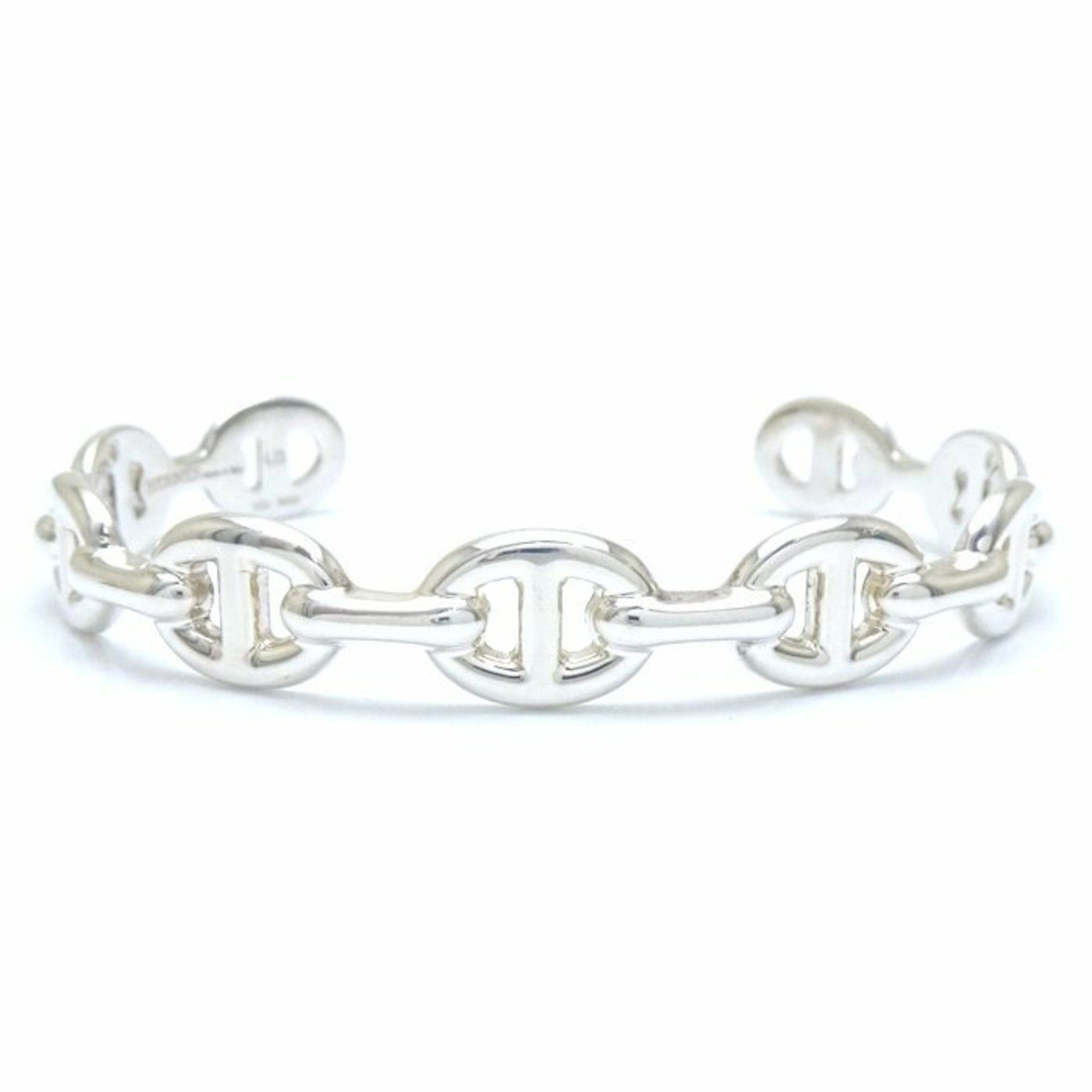 image of Hermes Chaine D'ancre Anchene Bangle Bracelet Lg Silver 925 291636, Women's