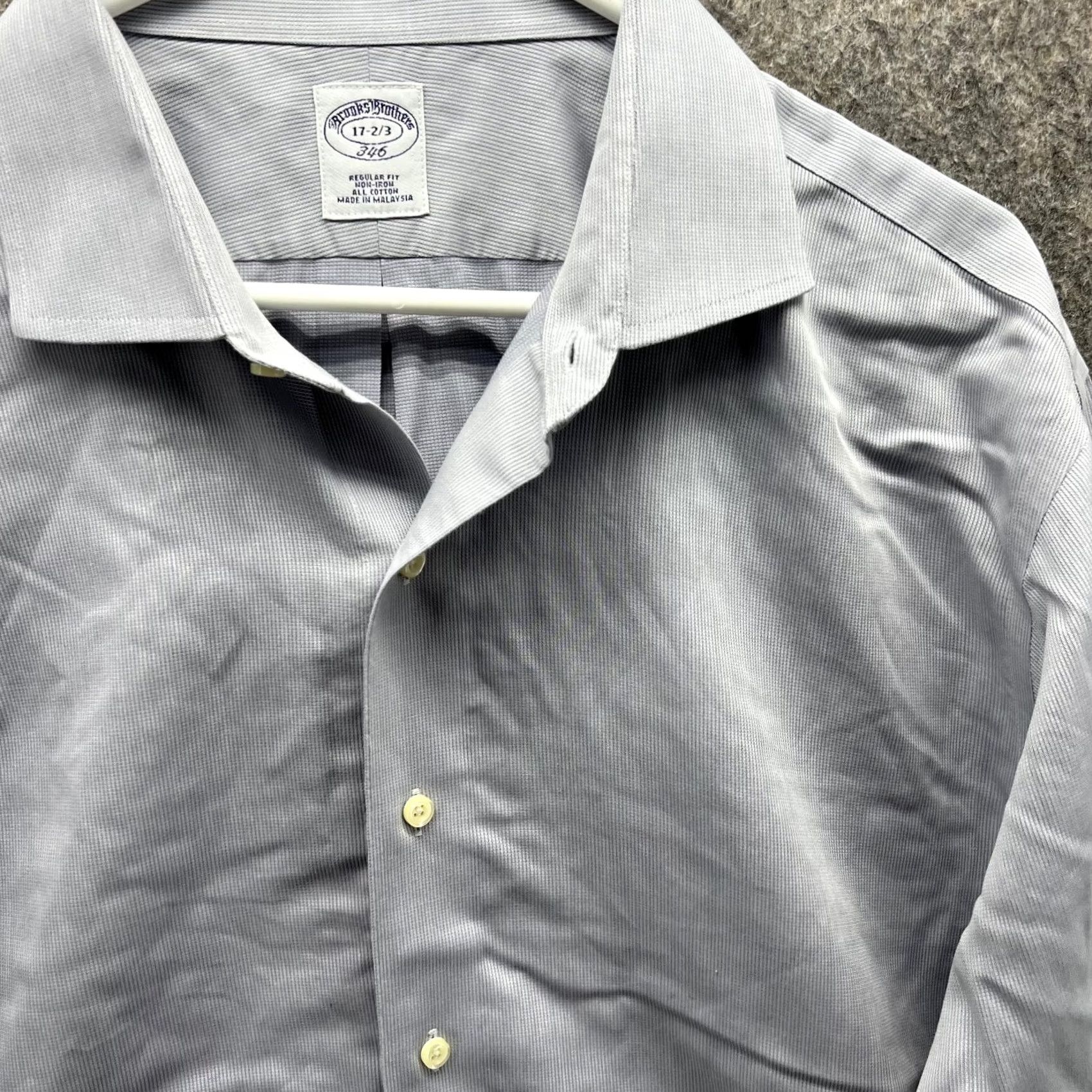 Brooks Brothers Brooks Brothers 346 Shirt Men 17 2/3 Adult Gray Button-Down Regular Fit Size US XL / EU 56 / 4 - 4 Thumbnail