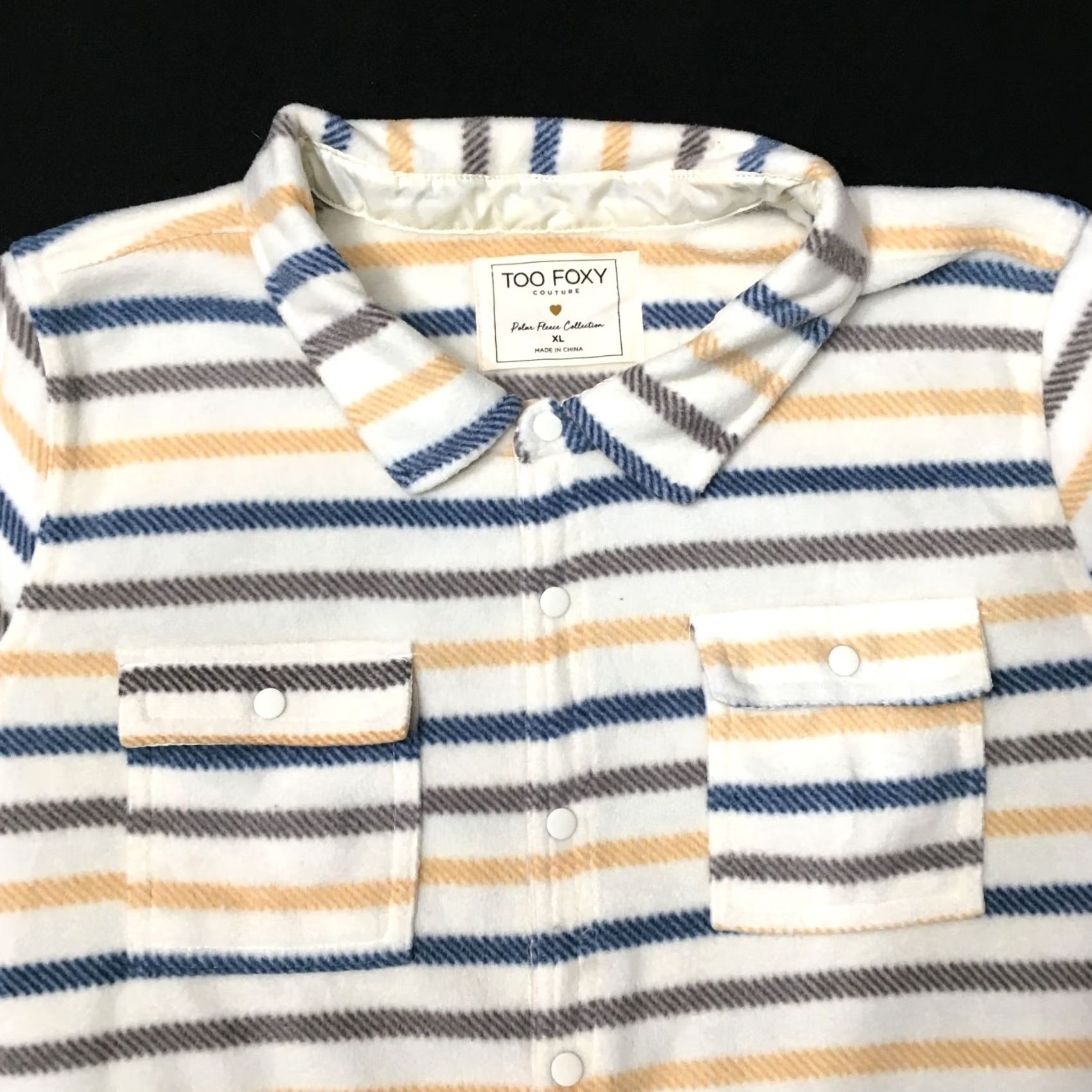 Vintage TOO FOXY Sherpa Jacket Women’s Buttons Fleece Cozy XL STRIPED Ivory Size XL / US 12-14 / IT 48-50 - 2 Thumbnail