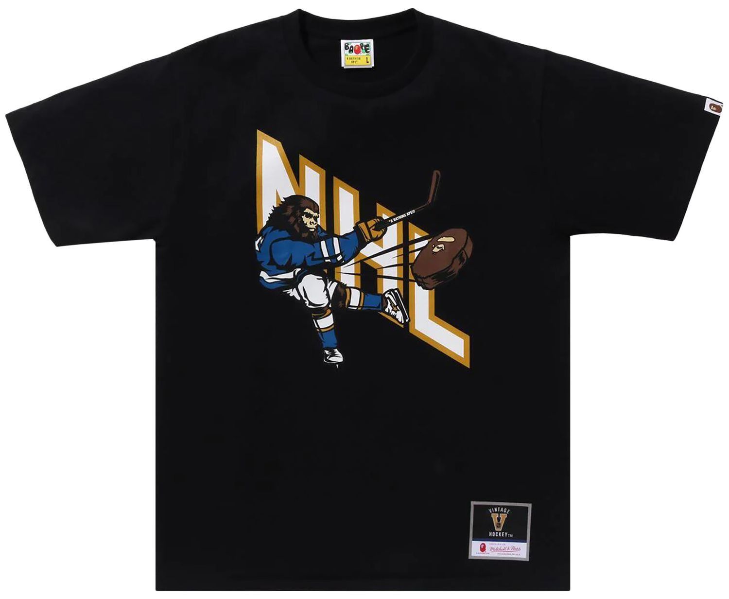 BAPE x Mitchell & Ness NHL Hockey Graphic Tee 'Black' SS24