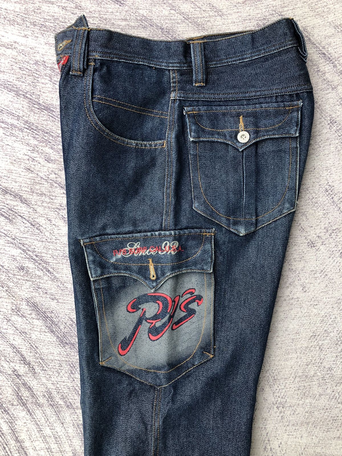 Japanese Brand PJ's Japanese Surfwear Hip Hop Jeans Cargo Shiny Pants Size US 27 - 24 Thumbnail