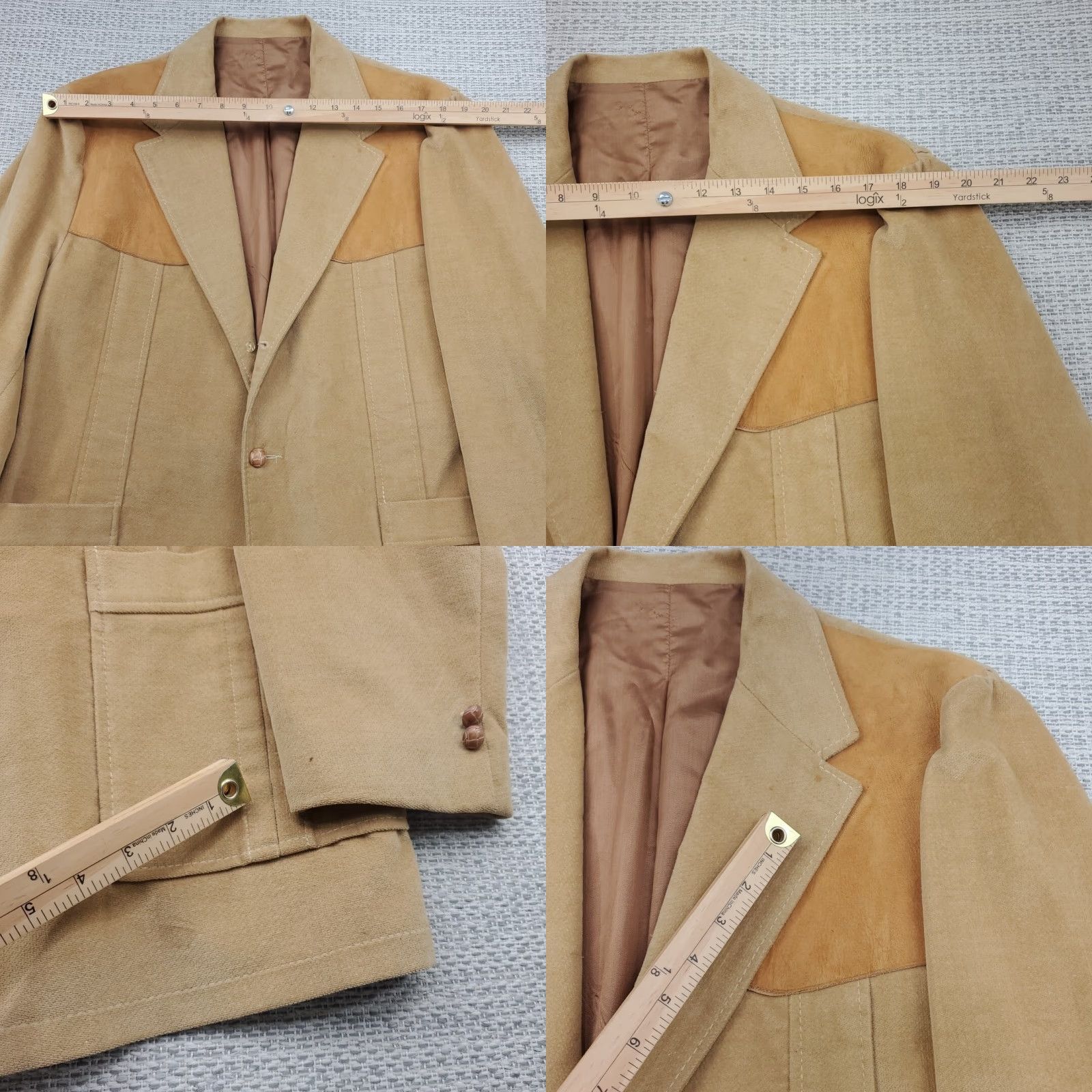 Vintage Brad Whitney Mens Western Jacket 46L Tan Blazer 1960s Size 46R - 8 Thumbnail