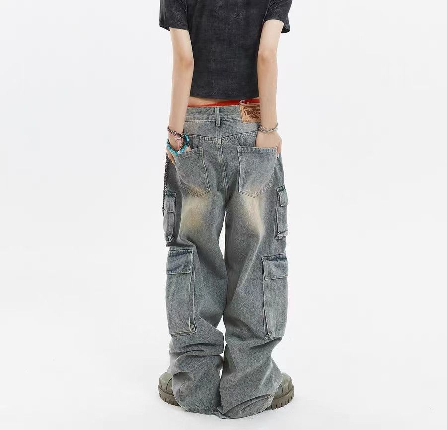 Japanese Brand × Jean Vintage Cargo Pants Wide Leg Jeans Size US 29 - 3 Thumbnail