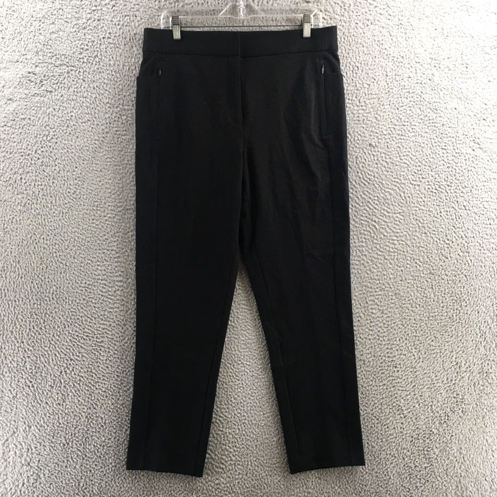 Calvin Klein Calvin Klein Pants Womens 12 Black Hi-Rise Flat Front Zip Pocket Ankle Trouser Size 34" / US 12 / IT 48 - 2 Thumbnail