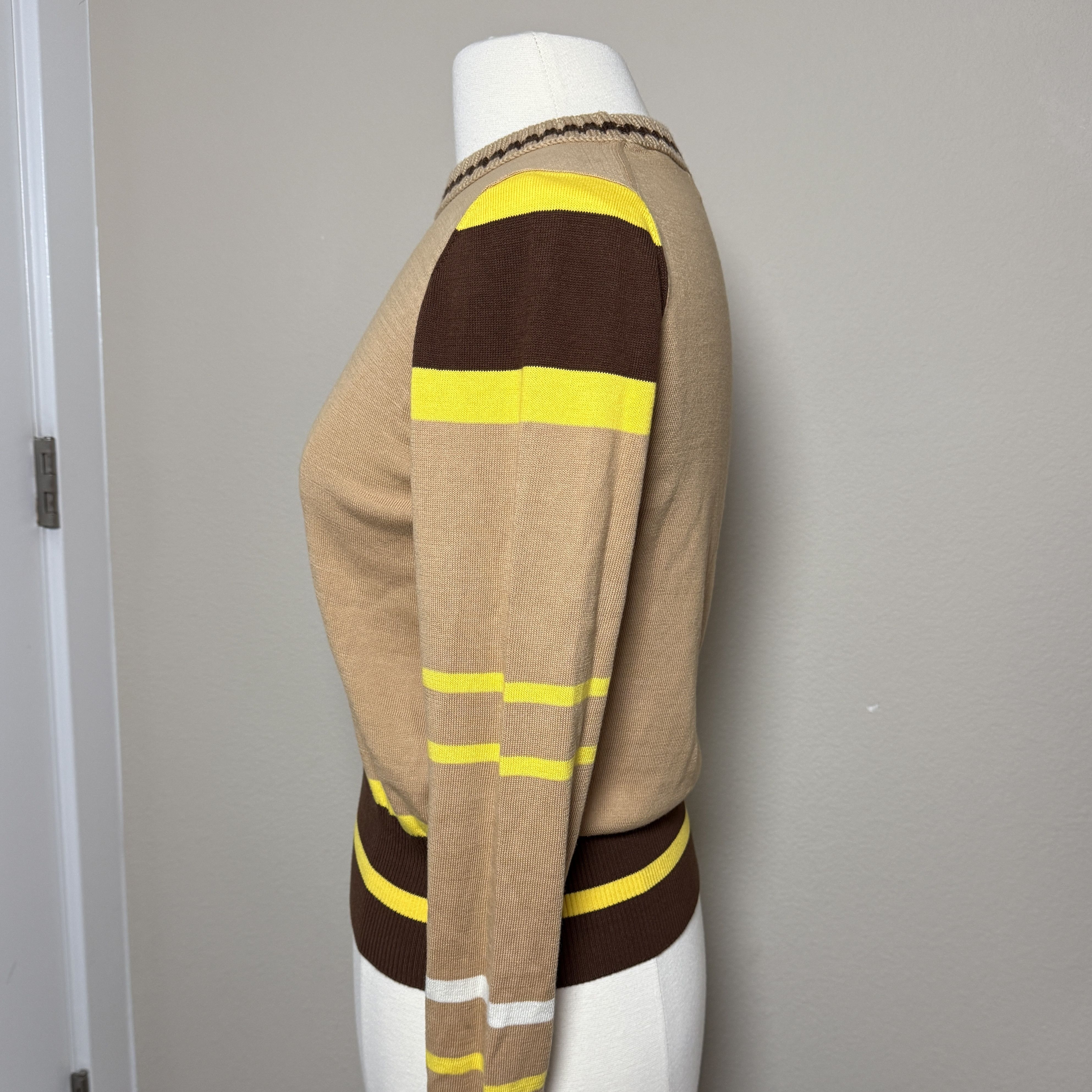 CHINTI & PARKER Chinti & Parker Varsity Stripe Cotton Knit Sweater (S) Size S / US 4 / IT 40 - 2 Thumbnail