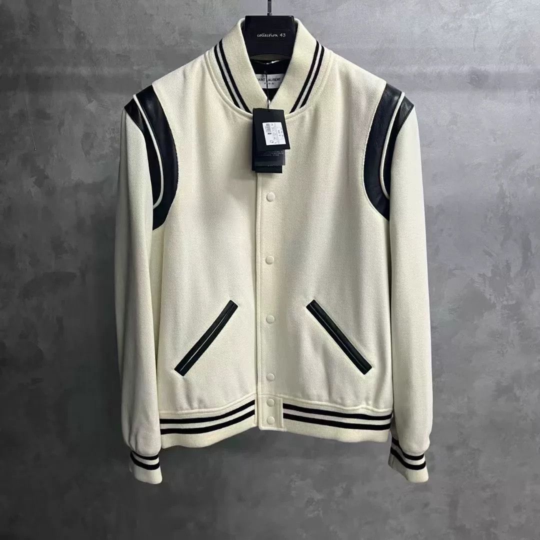 Saint Laurent Paris Saint Laurent White Baseball Jacket Size US M / EU 48-50 / 2 - 1 Thumbnail