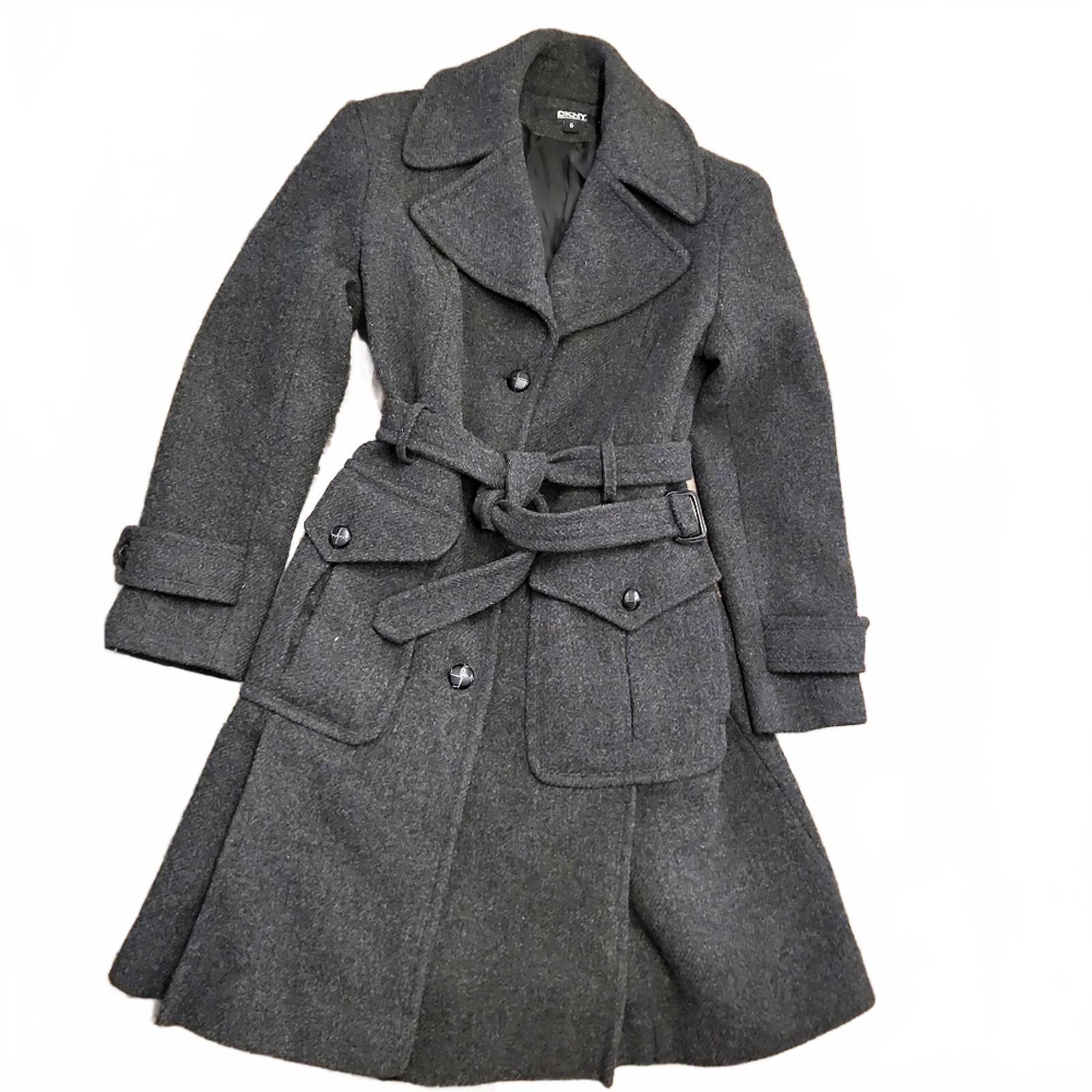 DKNY DKNY Womens Wool Blend Tie Belt Trench - Size 6 Size M / US 6-8 / IT 42-44 - 3 Thumbnail