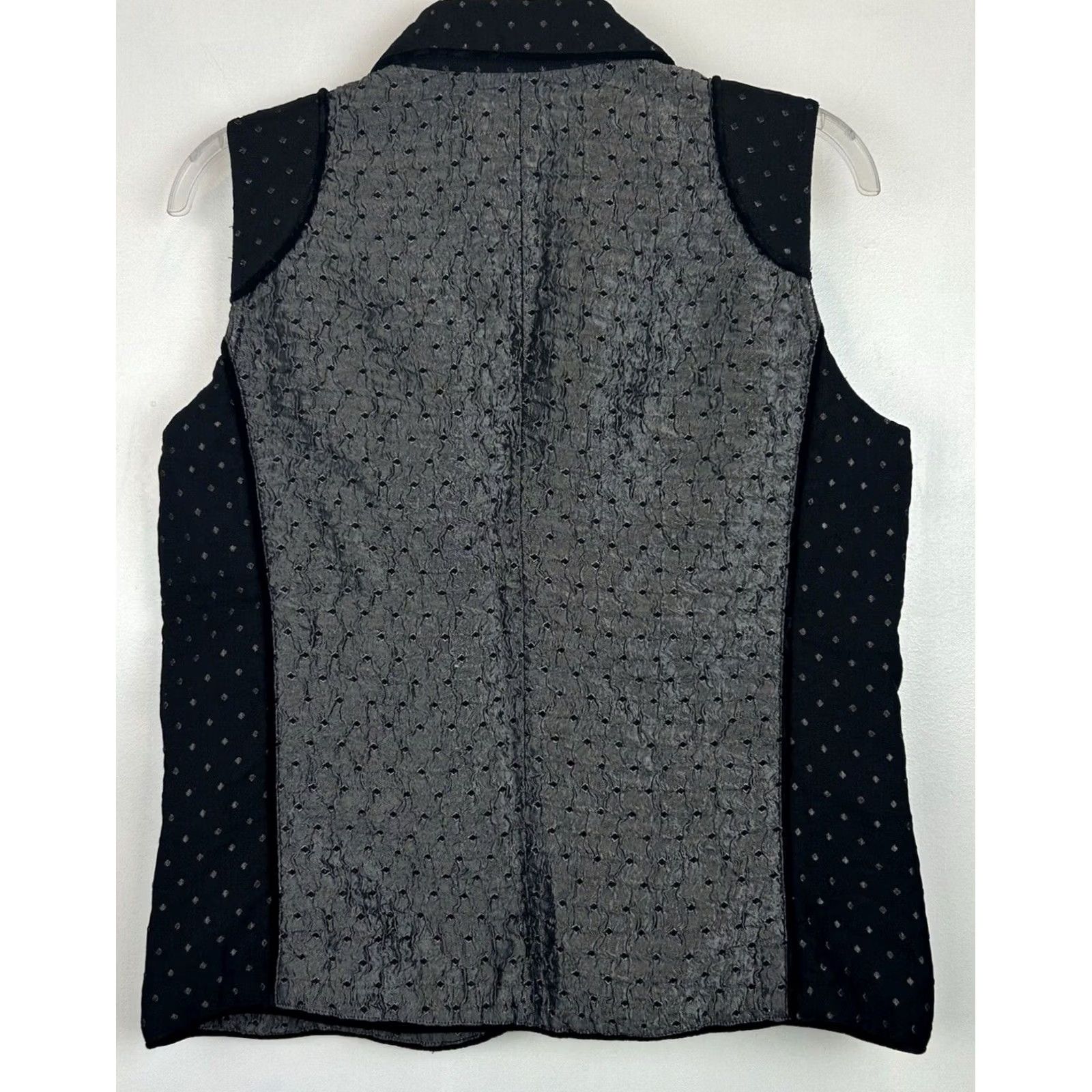Coldwater Creek Coldwater Creek Vest Womens Small Collared Button Black Silver Lined Safari Preppy Size S / US 4 / IT 40 - 2 Thumbnail