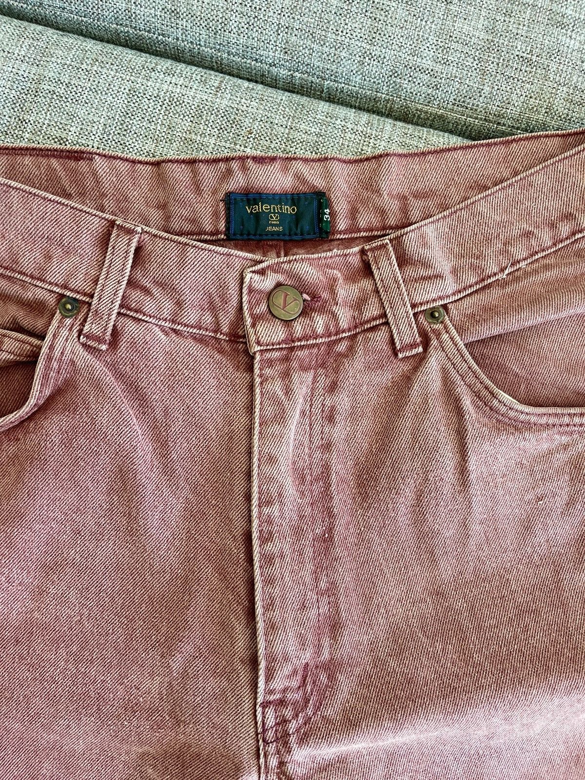 Valentino Valentino Jeans – Vintage Burgundy Designer Denim Size US 34 / EU 50 - 1 Thumbnail