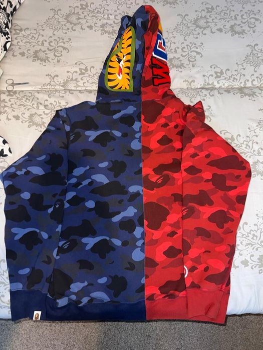 Bape Color Camo Shark Half Full Zip Hoodie | Grailed