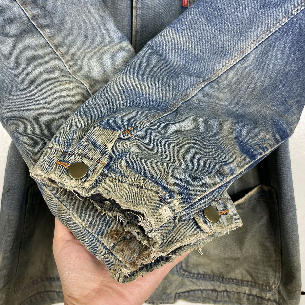 Cuadra 💥VINTAGE FRANCO COLLEZIONI DENIM CHORE BARN SHERPA JACKET Size US L / EU 52-54 / 3 - 8 Thumbnail