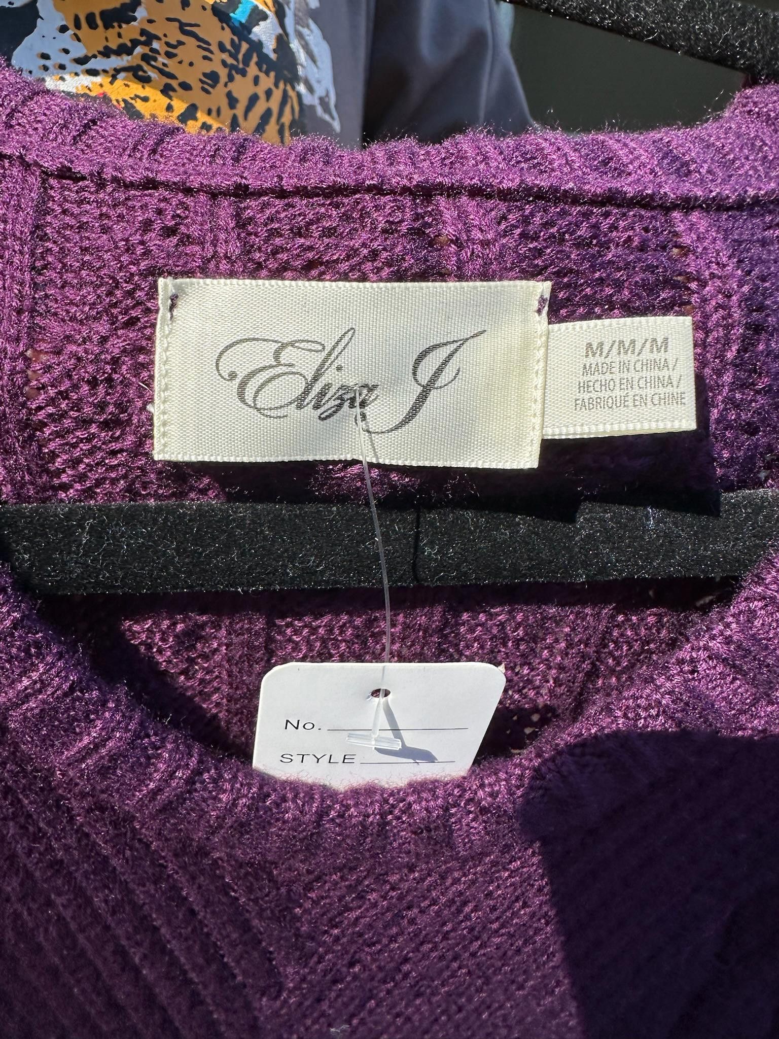 Designer Eliza J Stylish Purple Ribbed Dress size M Size M / US 6-8 / IT 42-44 - 3 Thumbnail
