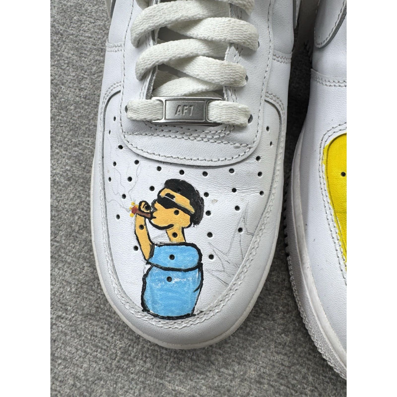Nike Nike Air Force 1 Low White '07 Mens Sneaker CW2288-111 Custom Weed 420 CW2288-111 Mens White Leather Athletic Sports Sneaker 2000s? Size US 10 / EU 43 - 3 Thumbnail