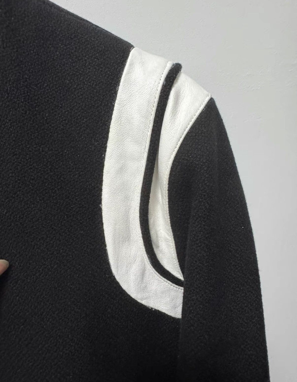 Saint Laurent Paris Saint Laurent (SLP) 15FW Leather-Paneled Varsity Jacket Size US S / EU 44-46 / 1 - 5 Thumbnail