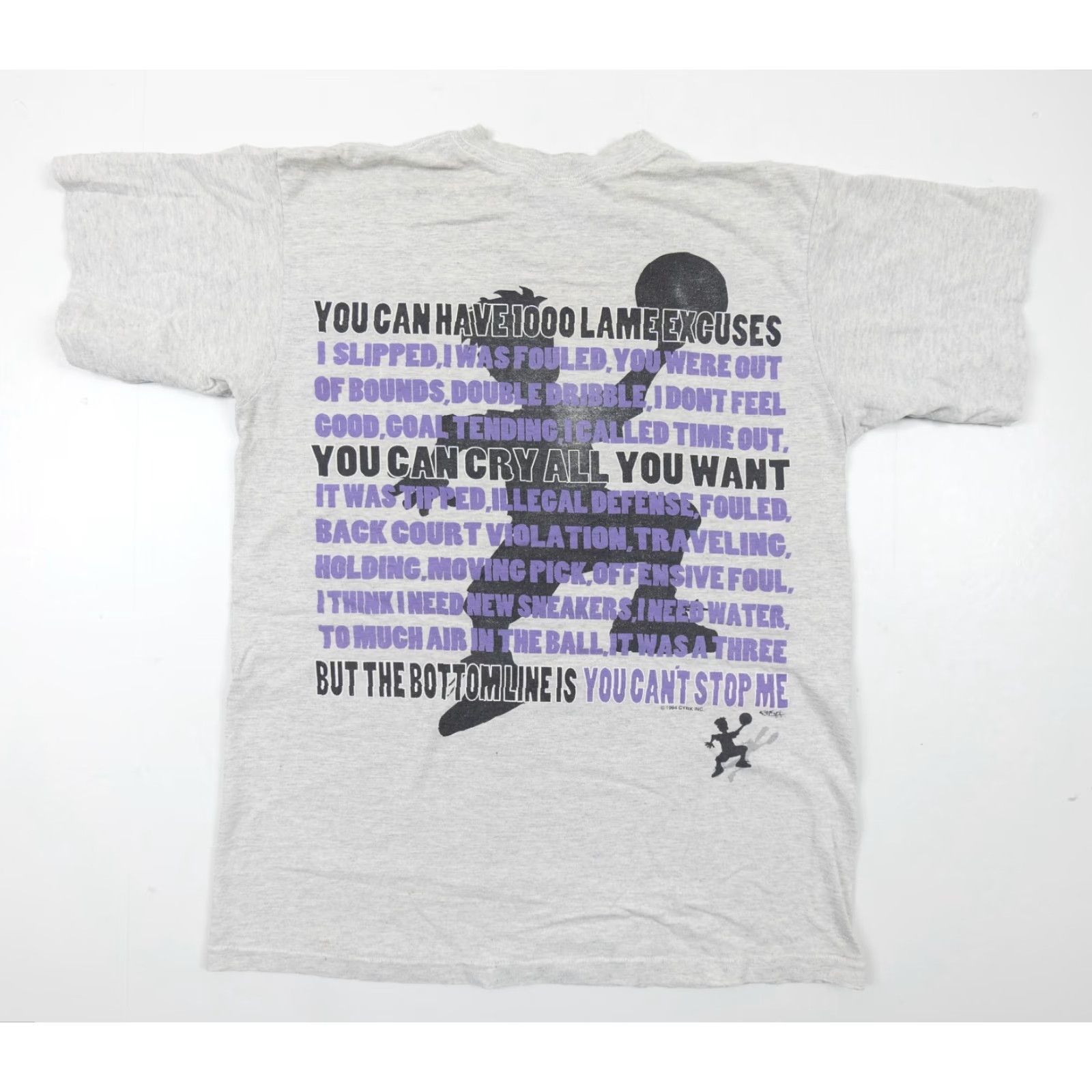 Vintage VINTAGE CYRK No Excuses Basketball Shirt Adult Medium Gray 90s Graphic Tee Mens Size US M / EU 48-50 / 2 - 6 Thumbnail