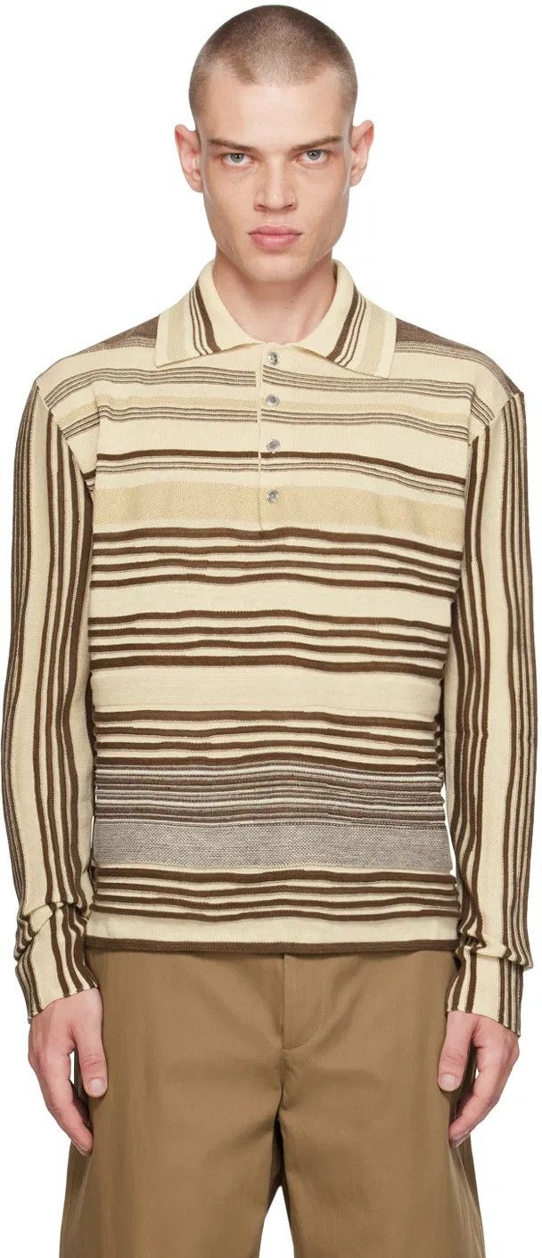Bottega Veneta o1bcso1str0526 Striped Linen Polo Shirt in Multicolor Size US XL / EU 56 / 4 - 1 Preview