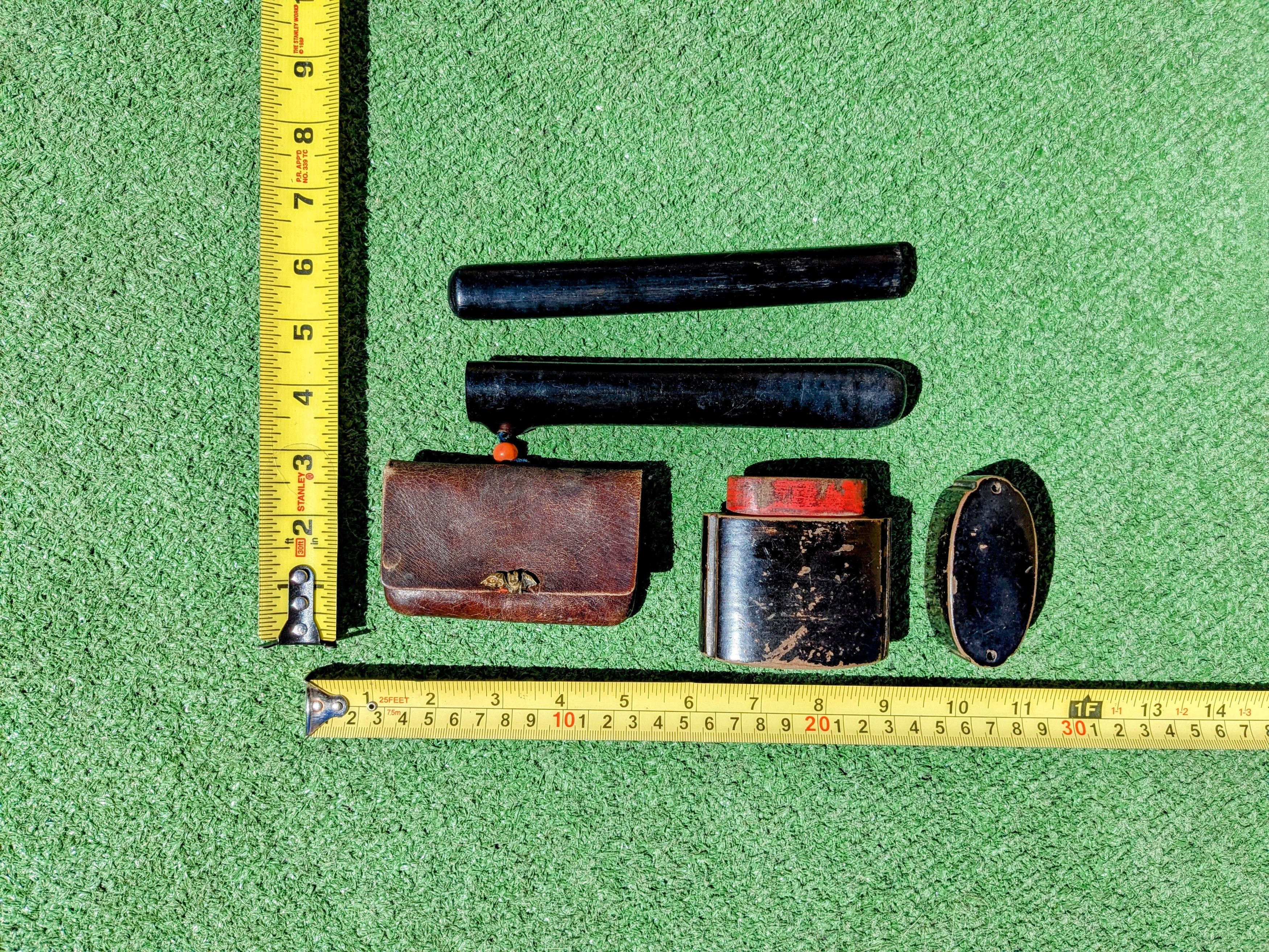 Other Japanese Antique Leather Tobacco Clasp Pouch+Pipe&Wood Boxes Size ONE SIZE - 8 Thumbnail
