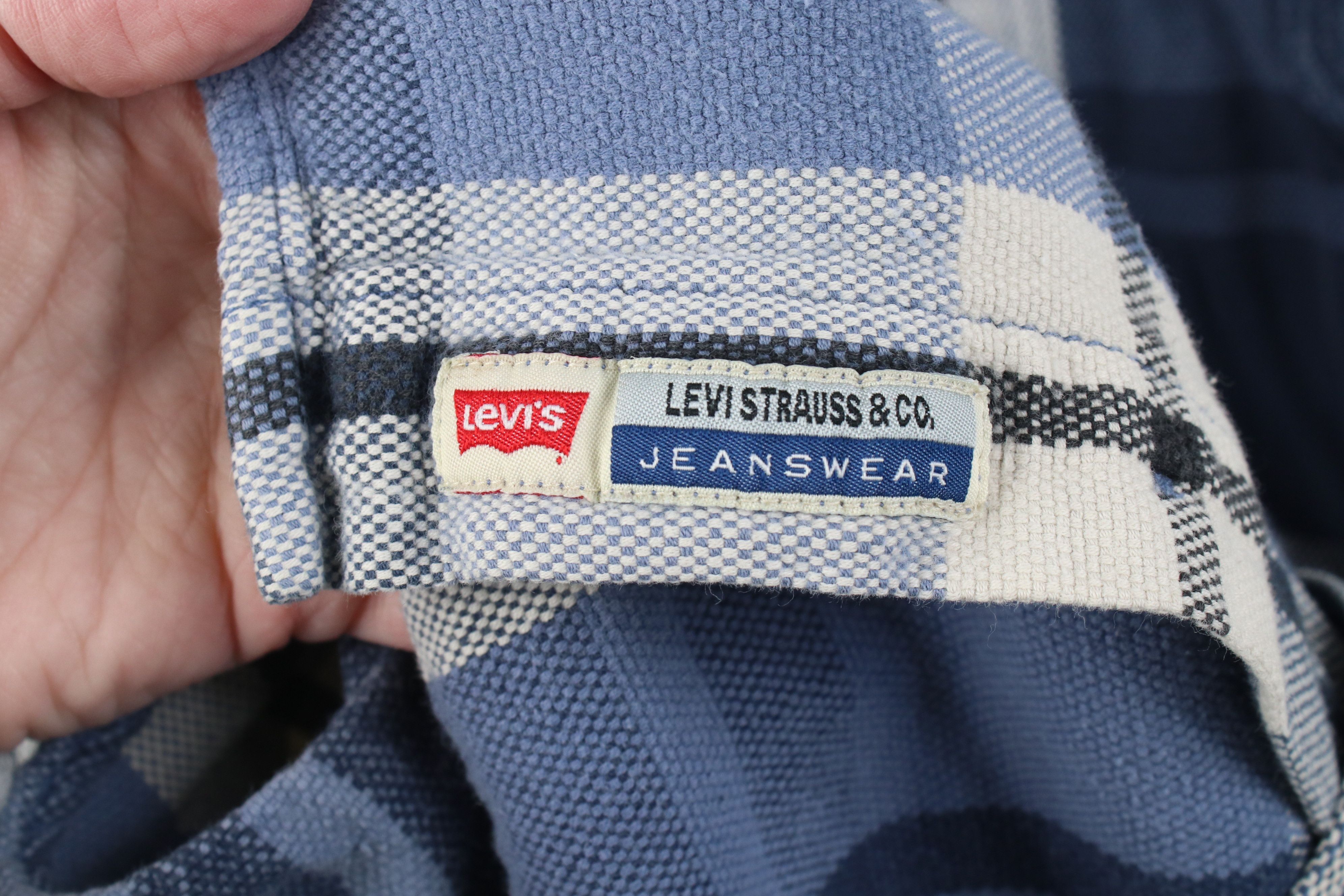 Levi's Vintage 90s Levis Baggy Fit Collared Button Shirt Blue Plaid Size US L / EU 52-54 / 3 - 6 Thumbnail