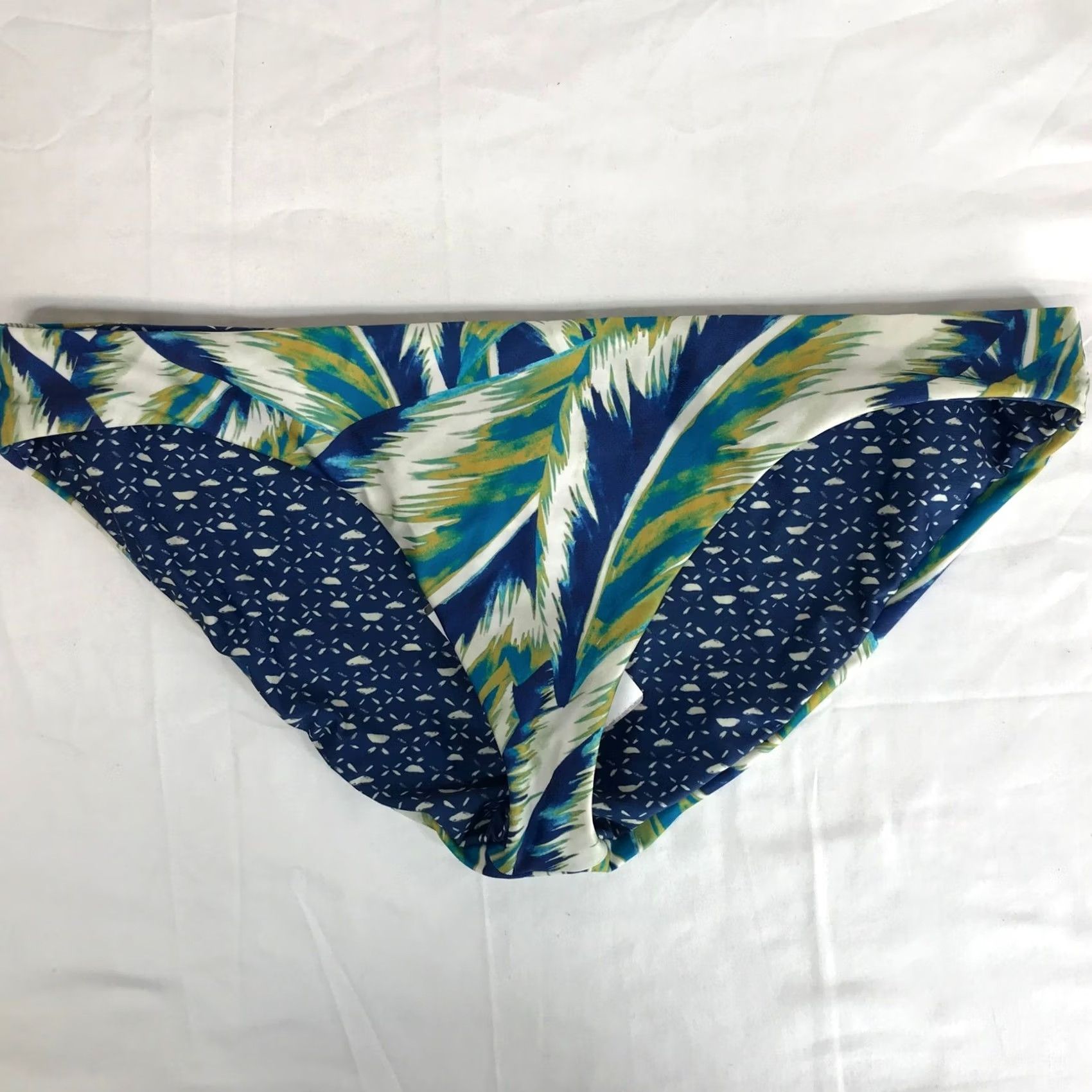 Prana VINTAGE prAna Breya Reversible Bikini Bottom Tropic Panama Blue Palm Leaf Large NWT Size 36" / US 14 / IT 50 - 3 Thumbnail