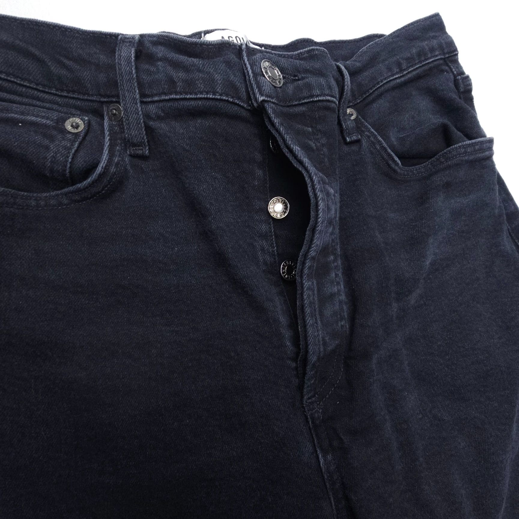 Agolde AGOLDE Riley Jeans Women Size 29 Black High Rise Straight Button Fly Denim EUC Size 29" - 5 Thumbnail