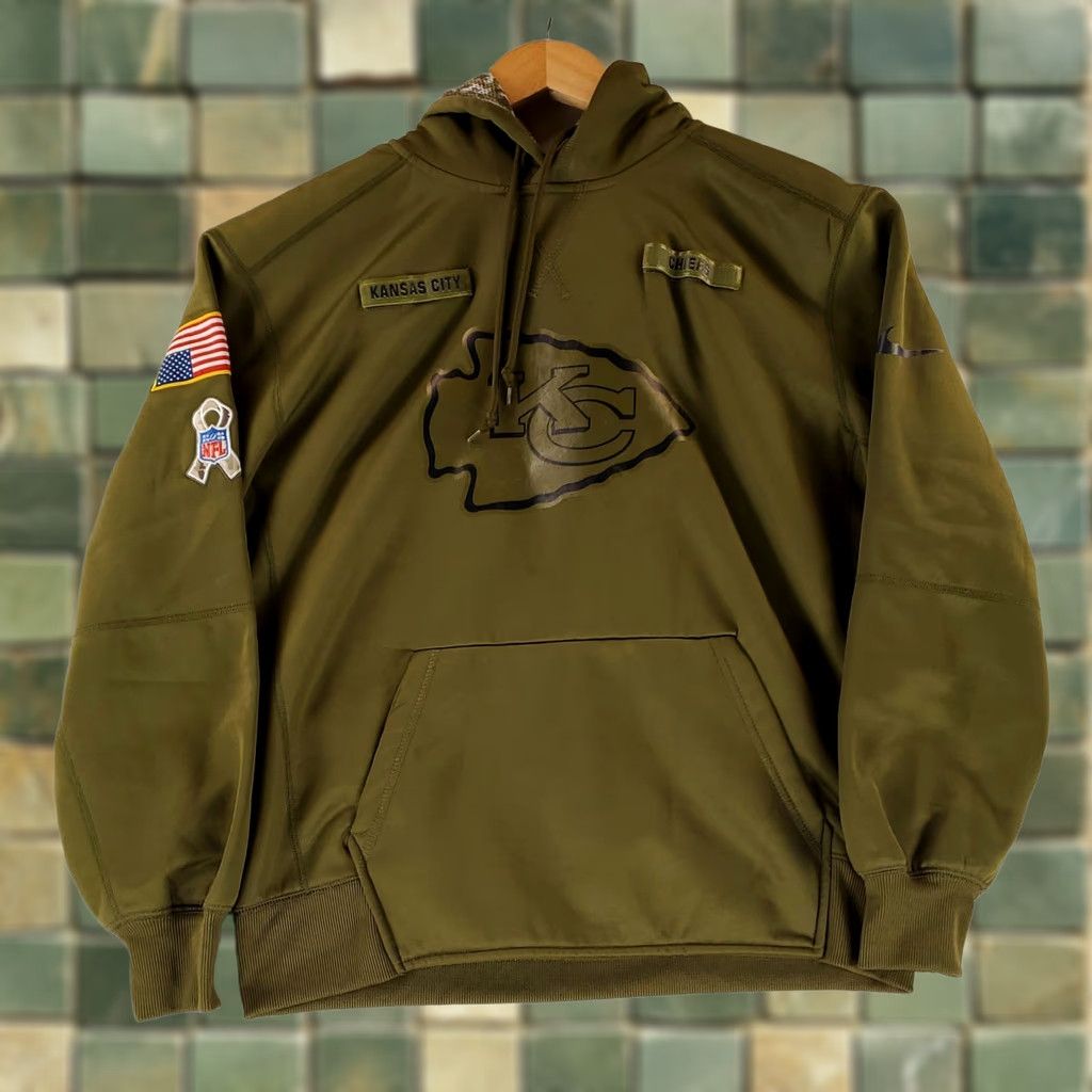 Nike Kansas City Chiefs Hoodie Salute to Service Military Green Mens S Nike Pullover Green Adult Mens S Size US S / EU 44-46 / 1 - 1 Thumbnail