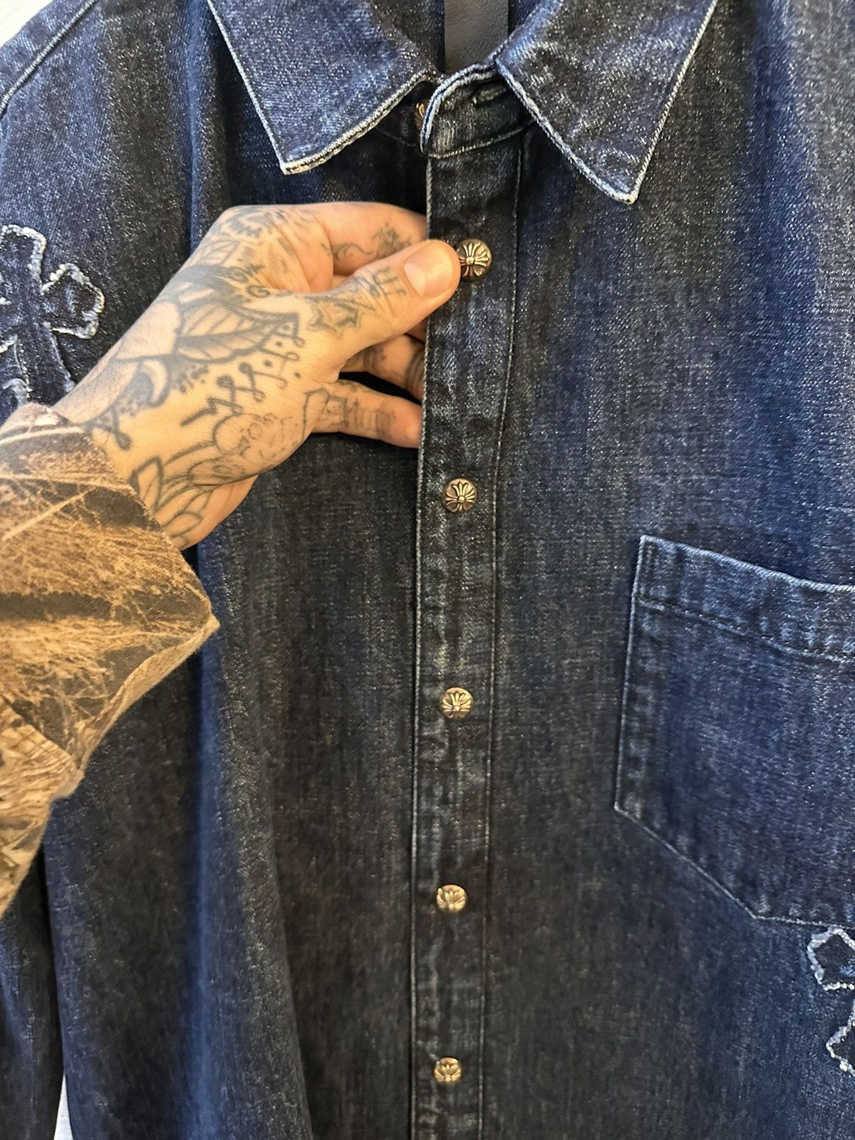 Chrome Hearts CHROME HEARTS NEW XXL 2XL DENIM CROSS JACKET SHIRT Size US XXL / EU 58 / 5 - 4 Thumbnail