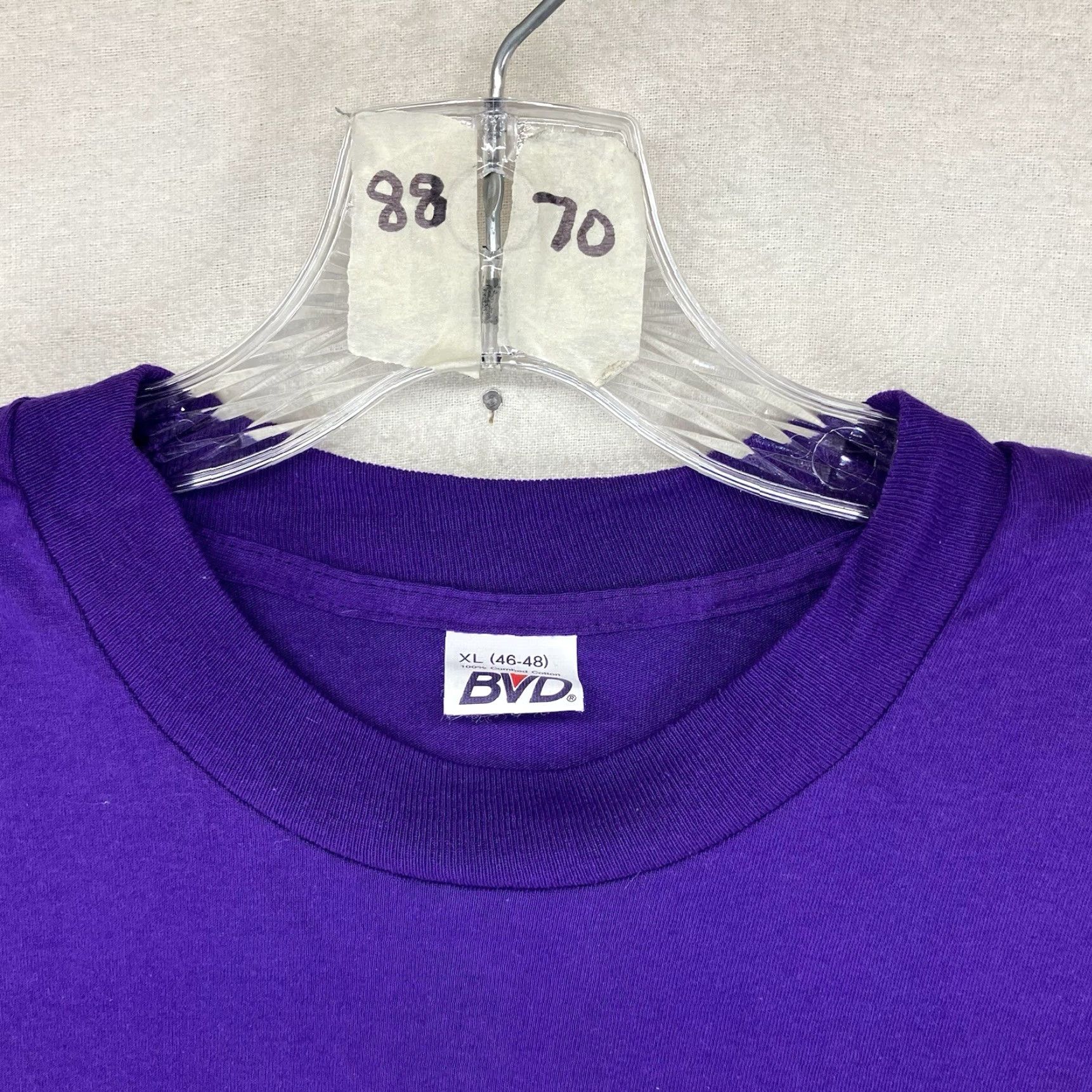 Vintage Vintage BVD Adult XL T-Shirt Men Short Sleeve Crew Neck Knit Cotton Purple Retro 90s Size US XL / EU 56 / 4 - 6 Thumbnail
