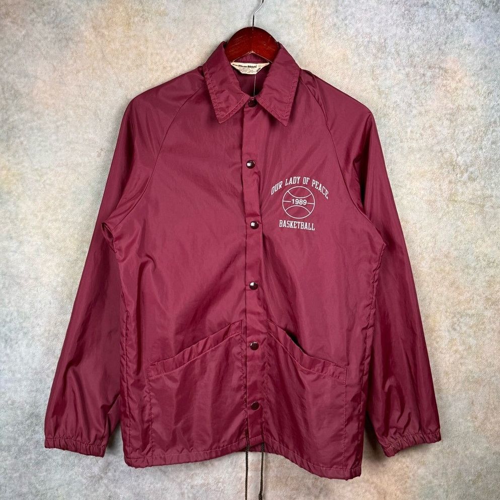Vintage VTG 80s Basketball Windbreaker Jacket Sz S Maroon 1989 Size US S / EU 44-46 / 1 - 1 Thumbnail