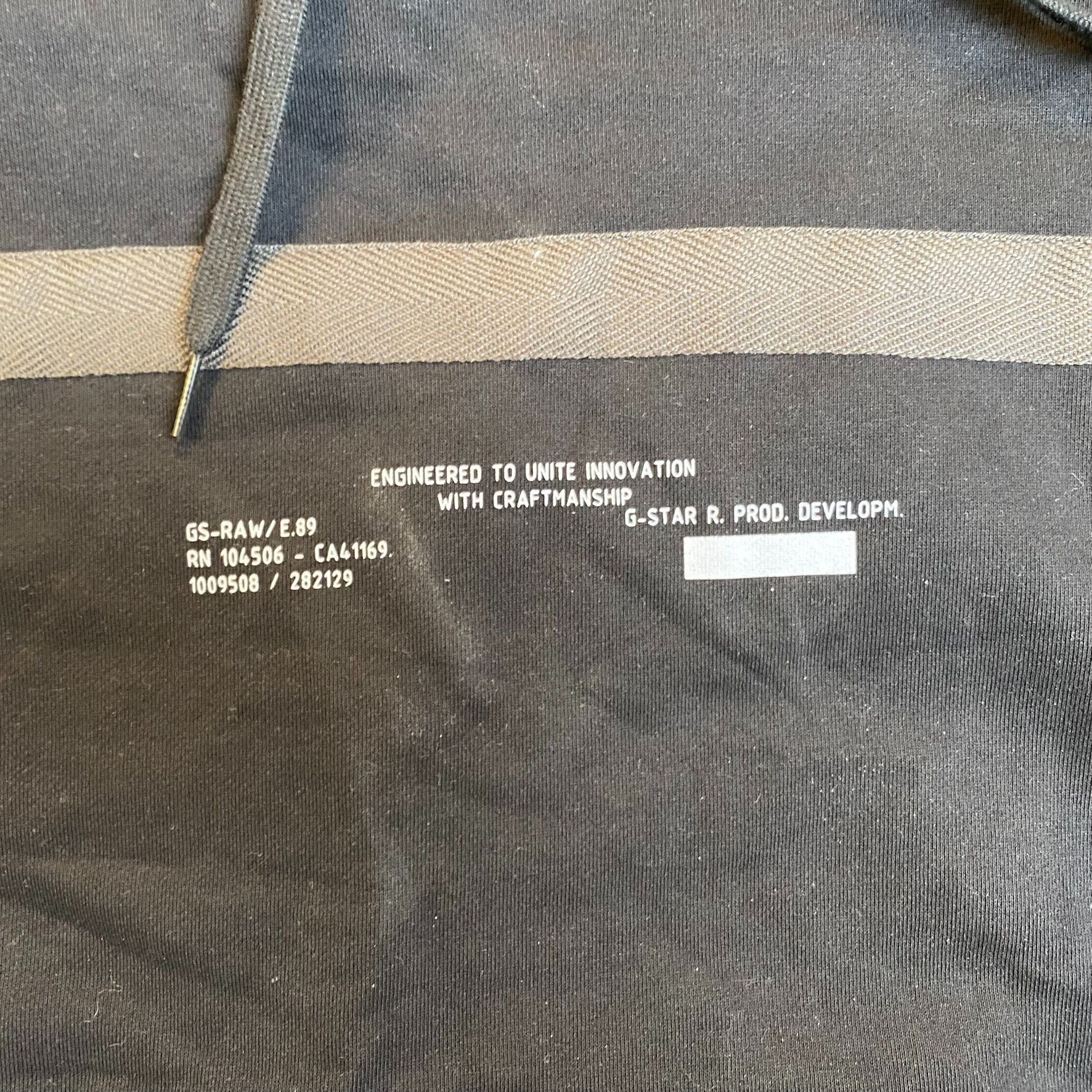 G-Star G-Star Raw Mens Black Hoodie Large With Grey Stripes & Text Size US L / EU 52-54 / 3 - 6 Thumbnail