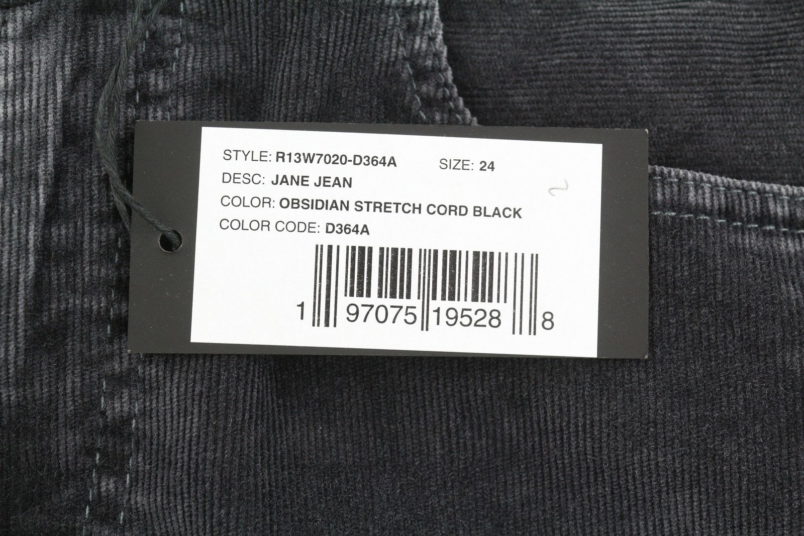R13 JANE 24 Obsidian Stretch Cord Bootcut Zip FW25 86621 Size 24" / US 00 / IT 34 - 7 Thumbnail