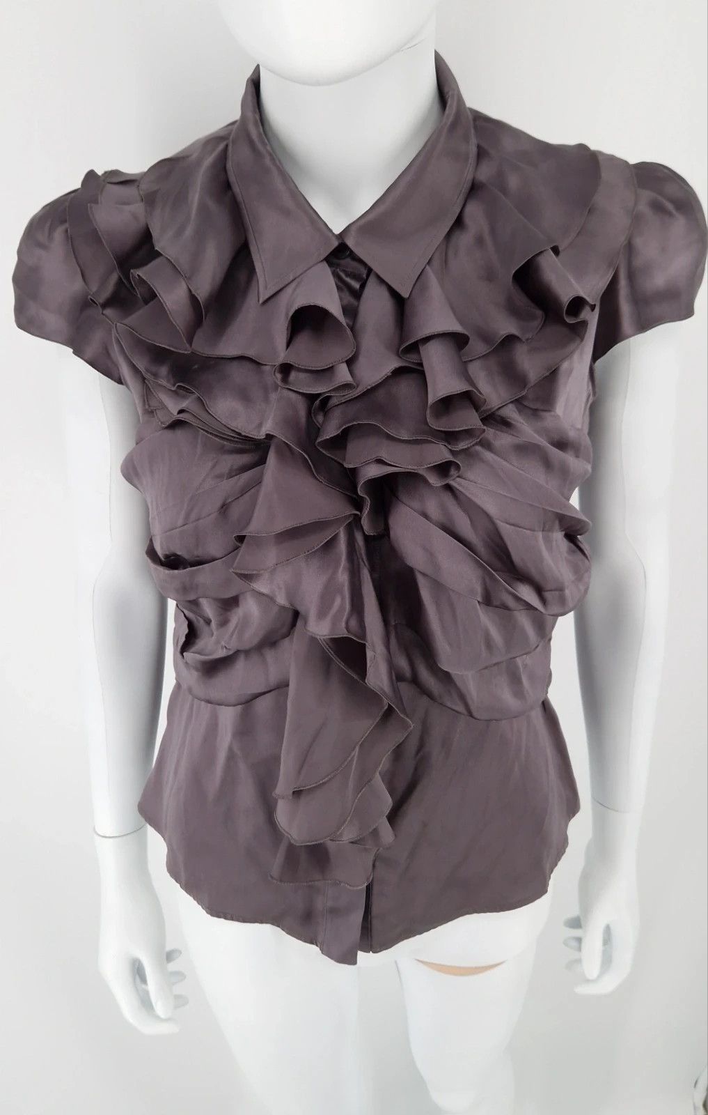 Prada Prada Ruffle Silk Blouse Avant Garde Size M / US 6-8 / IT 42-44 - 3 Thumbnail