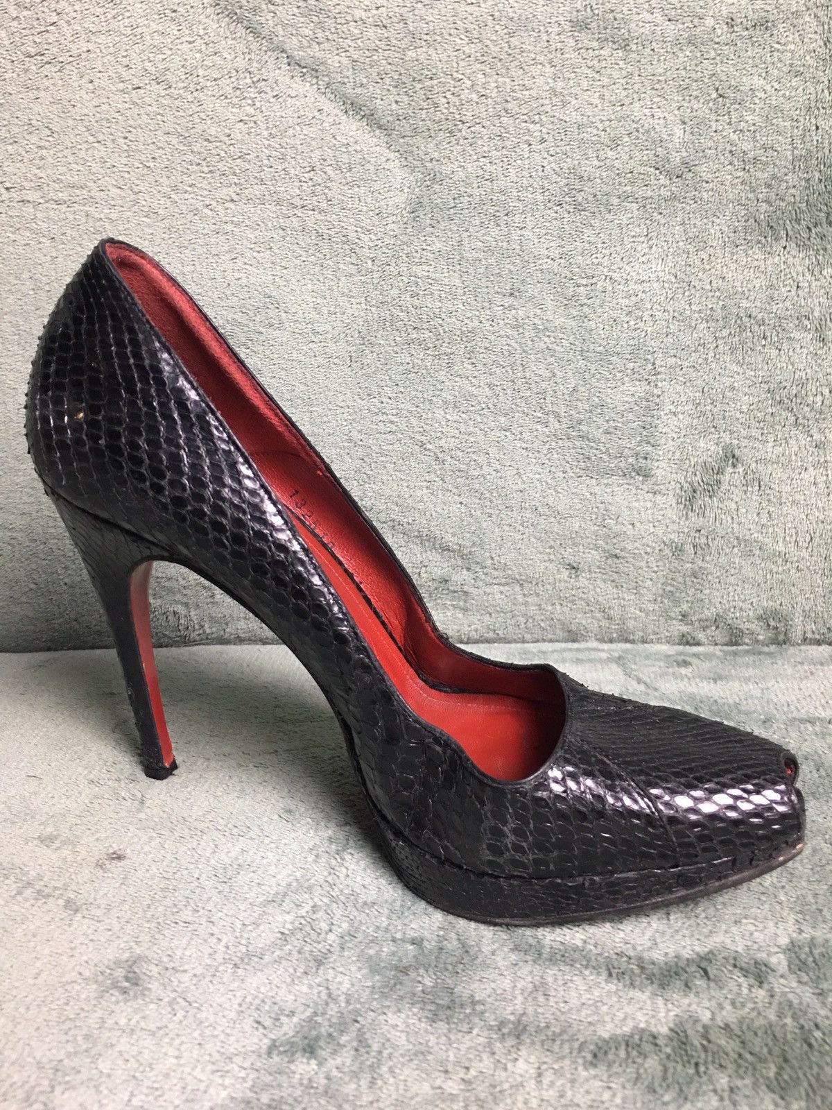 Paciotti Cesare Paciotti Black Snakeskin Leather Peep Toe Pumps EU 41 Size US 11 / IT 41 - 9 Thumbnail