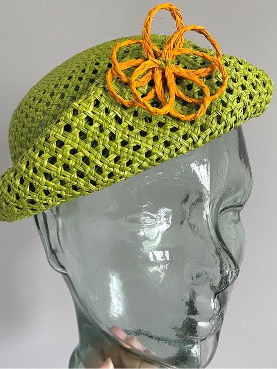 Vintage Vintage Green Seagrass Straw Half Hat - One Size Size ONE SIZE - 2 Thumbnail
