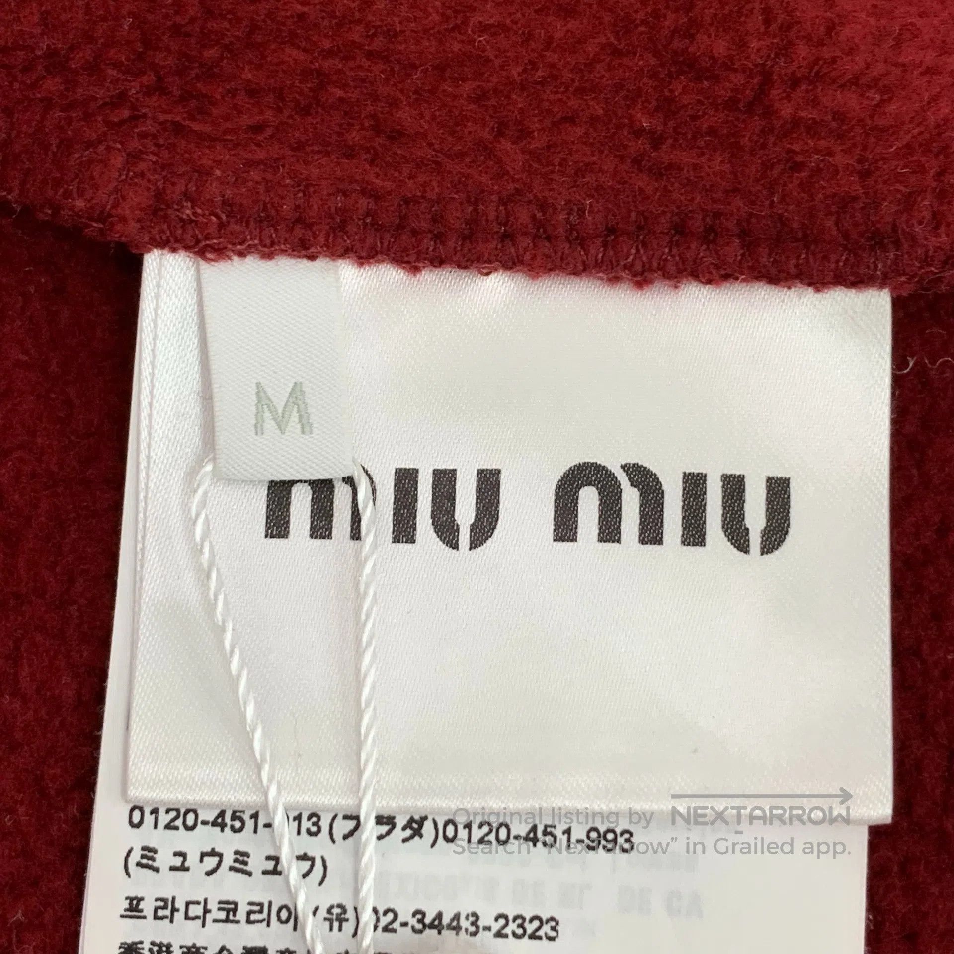 Miu Miu Miu Miu Dark red logo lettering embroidery cotton round-ne Size M / US 6-8 / IT 42-44 - 6 Thumbnail