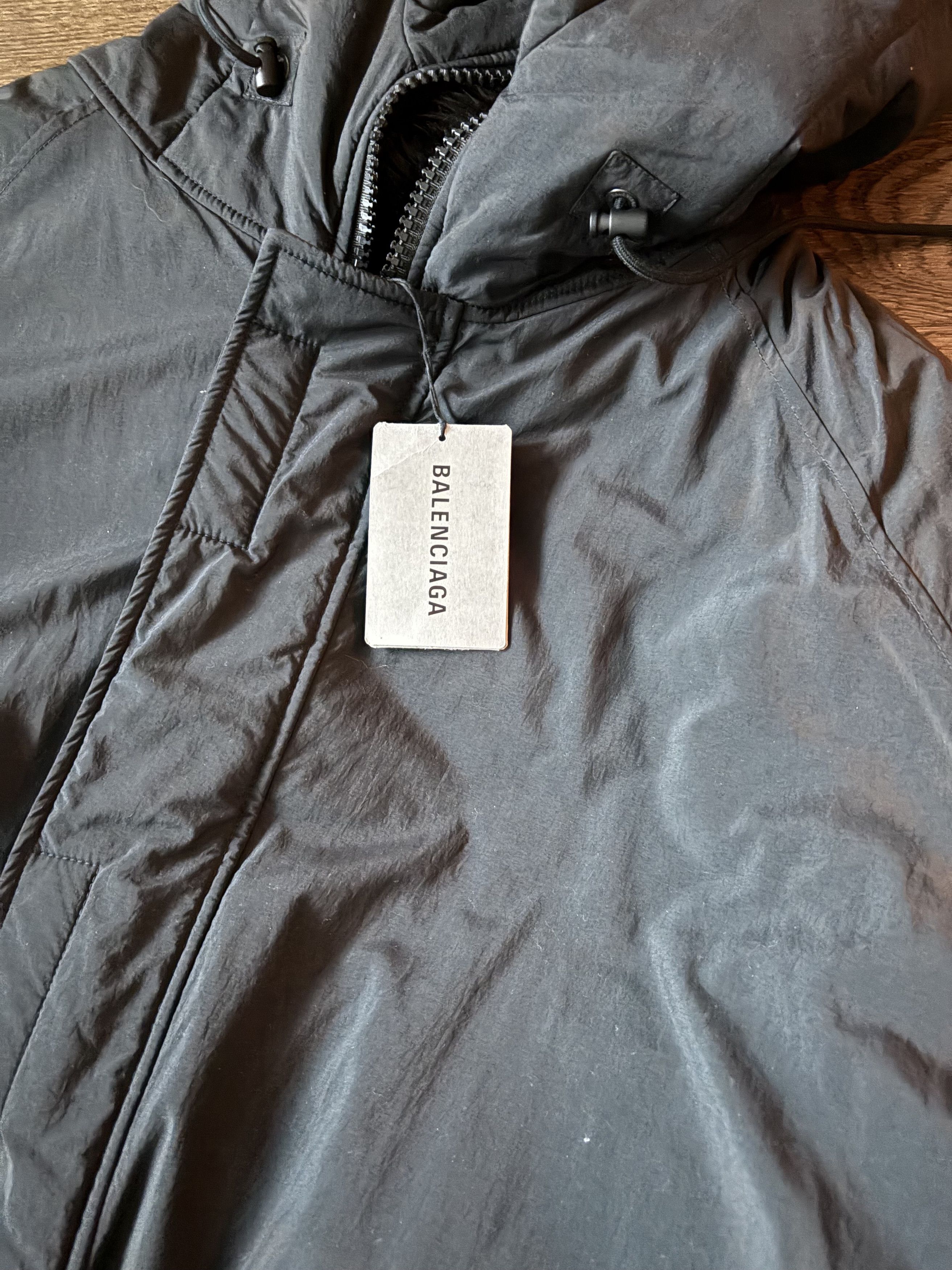 Balenciaga Men's Black Nylon Hooded Parka Size US L / EU 52-54 / 3 - 8 Thumbnail