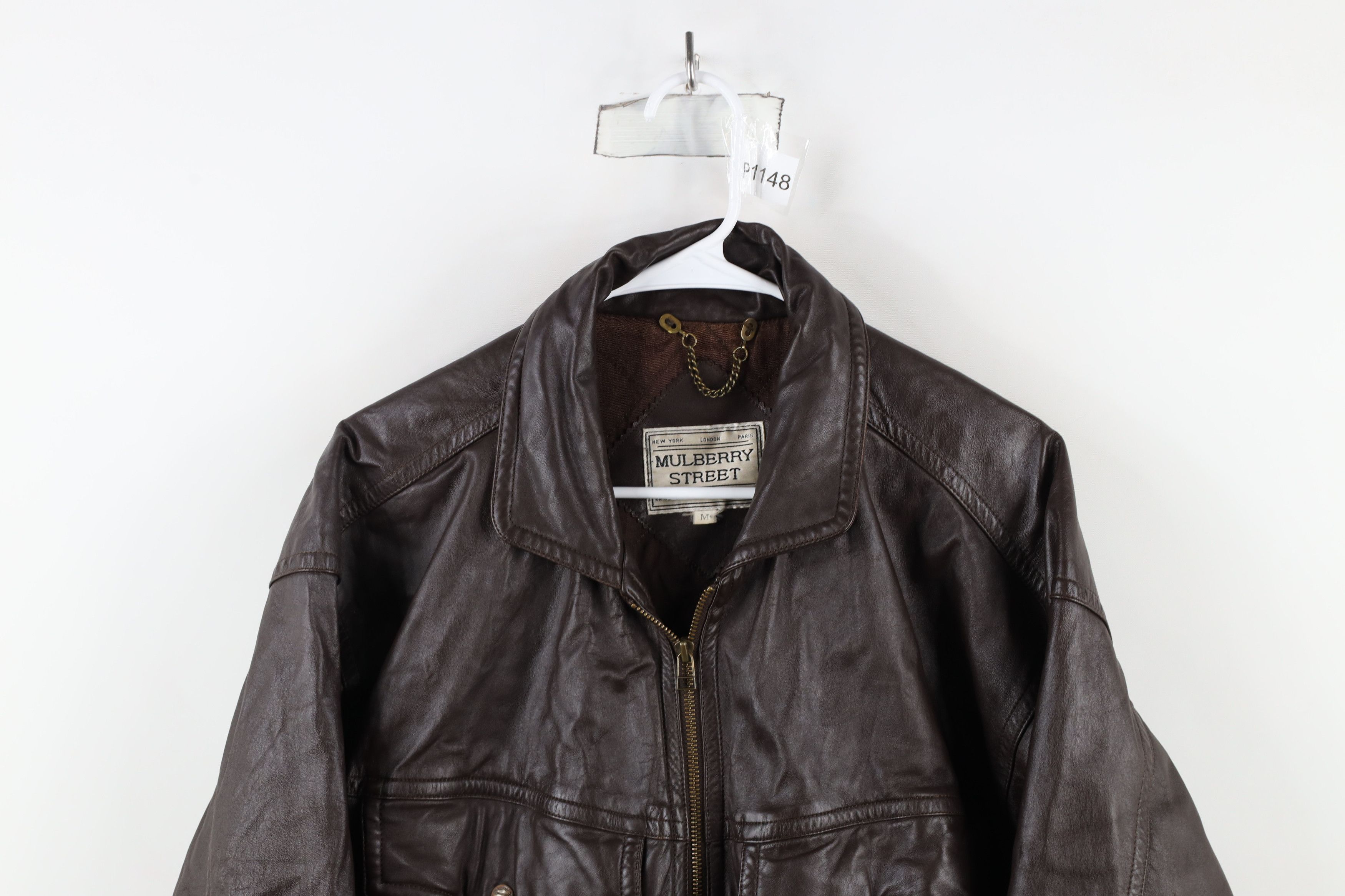 Vintage Vintage 90s Streetwear Quilted Leather Flight Bomber Jacket Size US M / EU 48-50 / 2 - 2 Thumbnail