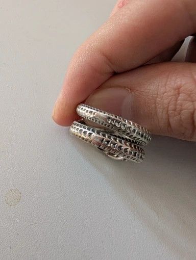 Vintage Resizable 925 Sterling Silver Unique Horned Snake Ring Size ONE SIZE - 7 Thumbnail