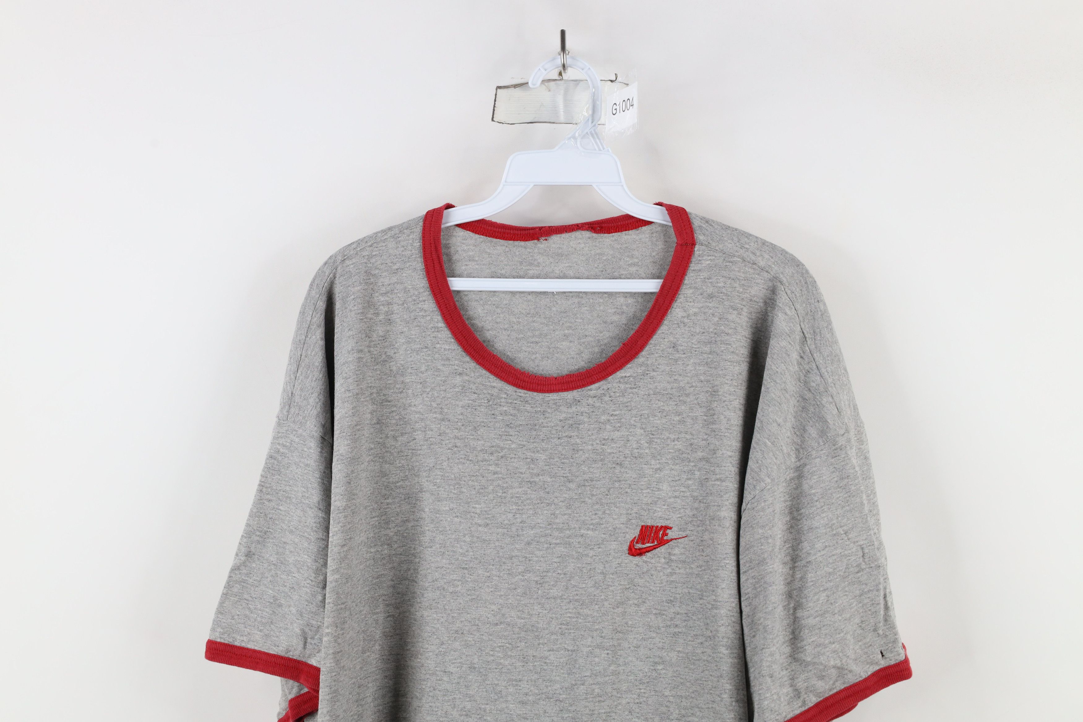 Nike × Vintage Vintage 90s Nike Scott Mini Swoosh Ringer T-Shirt Gray Size US XXL / EU 58 / 5 - 2 Thumbnail