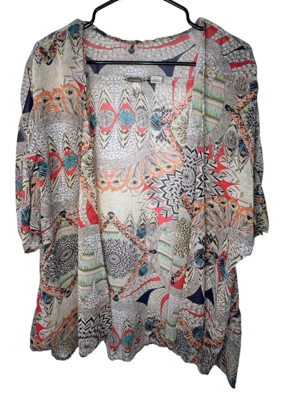 BKE Gimmicks By BKE Boho Tribal Print Sheer Layering Kimono Size M / US 6-8 / IT 42-44 - 1 Thumbnail