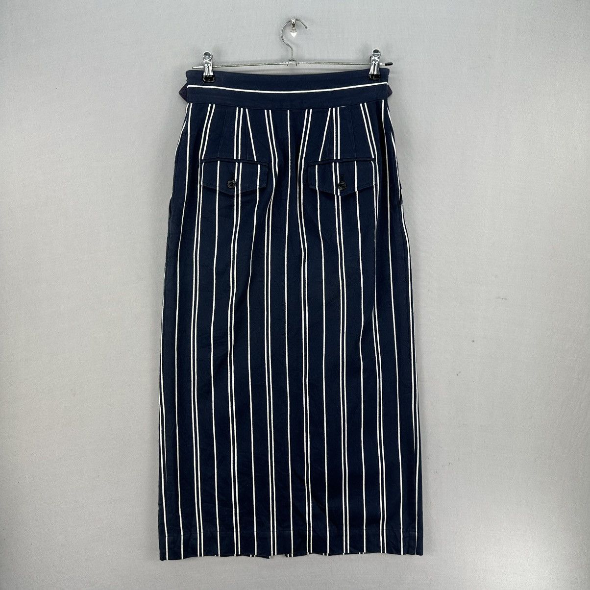 Phlannel Phlannel British Gurkha Maxi Skirt Ladies Blue Stripe Size 28" / US 6 / IT 42 - 7 Thumbnail