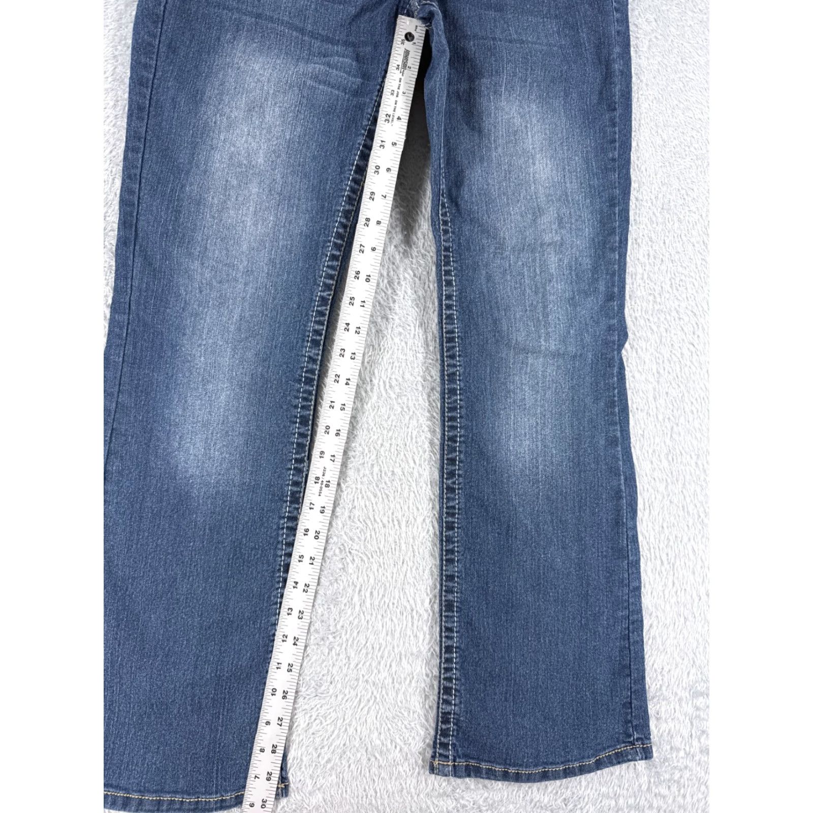 Vintage No Boundaries Jeans Women 13 Blue Denim Flared Low Rise Cotton Blend 30x30 Size 34" / US 12 / IT 48 - 7 Thumbnail