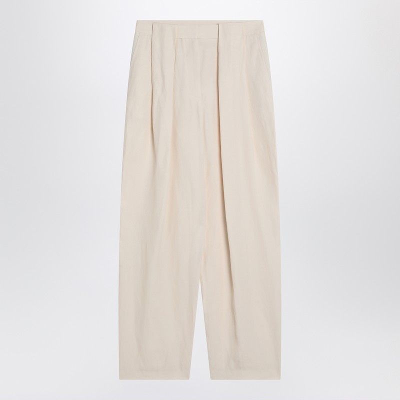 Stella McCartney Stella Mccartney Wide Butter-Coloured Pants In Linen Blend Size 26" / US 2 / IT 38 - 1 Thumbnail