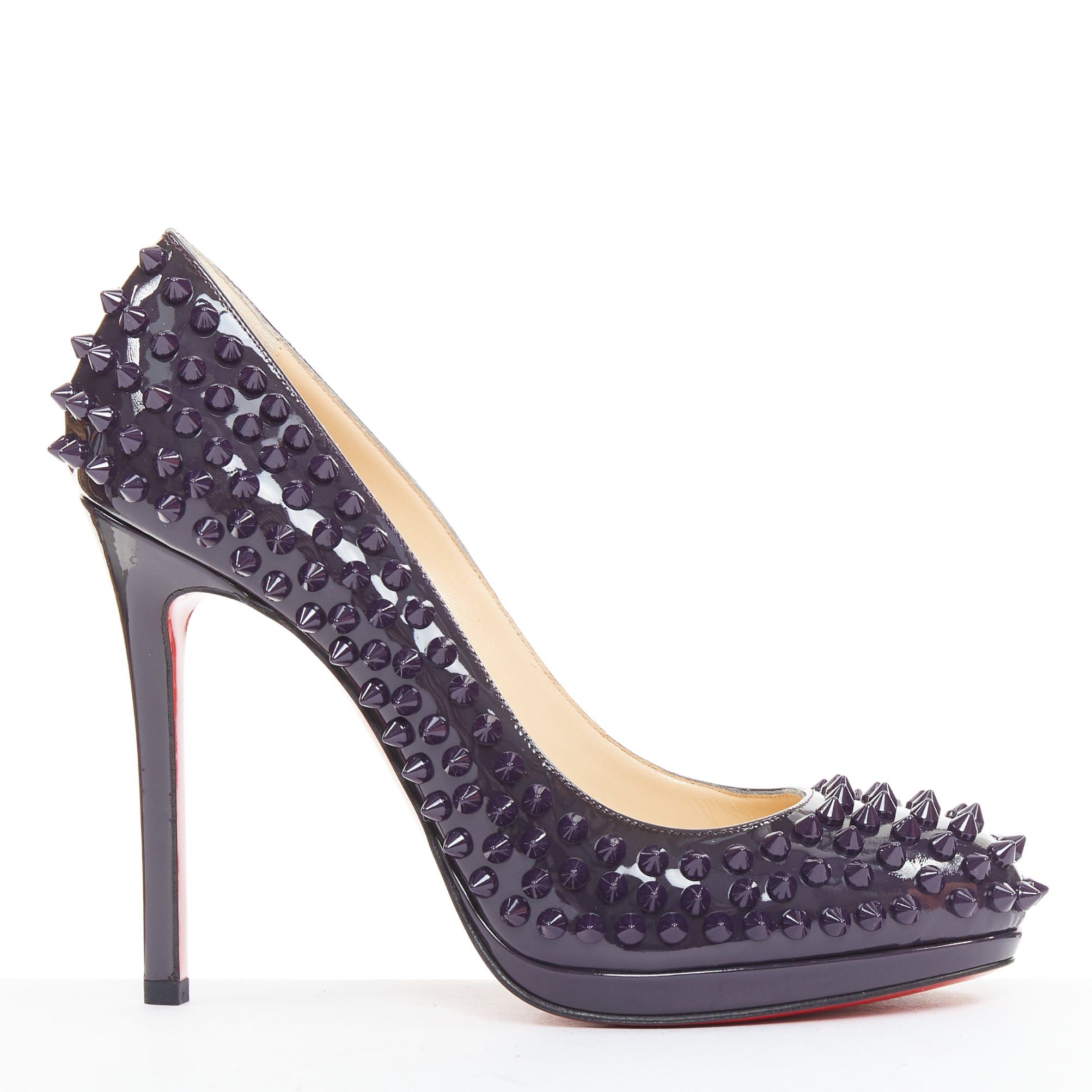 Christian Louboutin CHRISTIAN LOUBOUTIN Neofilo Spikes 120 Patent iris purple spikes platform pumps EU38 Size US 8 / IT 38 - 1 Thumbnail