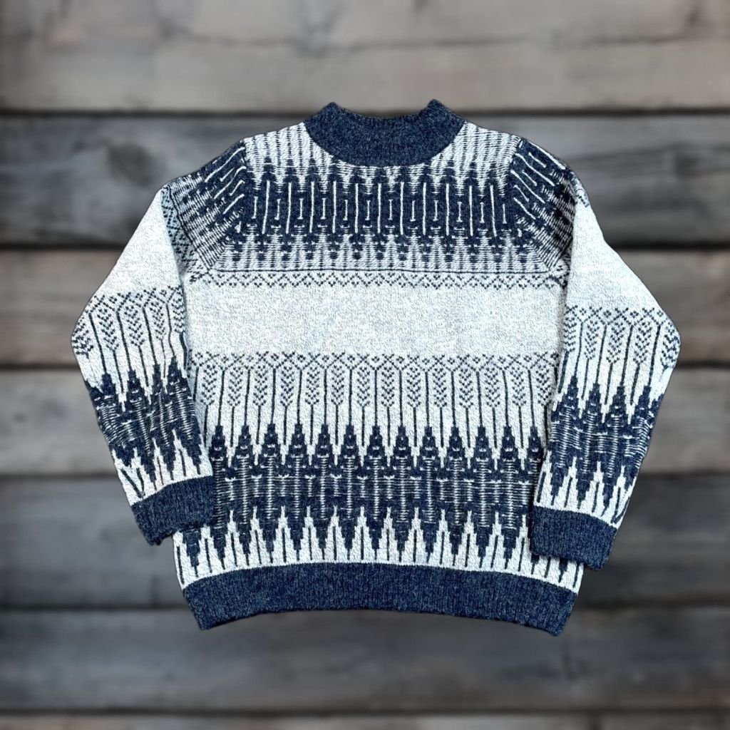 Eddie Bauer VINTAGE Eddie Bauer Wool Blend Fair Isle Sweater Women Large Gray Crew Neck Heavyweight Knit Pullover 90s Hipster Retro Ski Womens Size L / US 10 / IT 46 - 1 Thumbnail