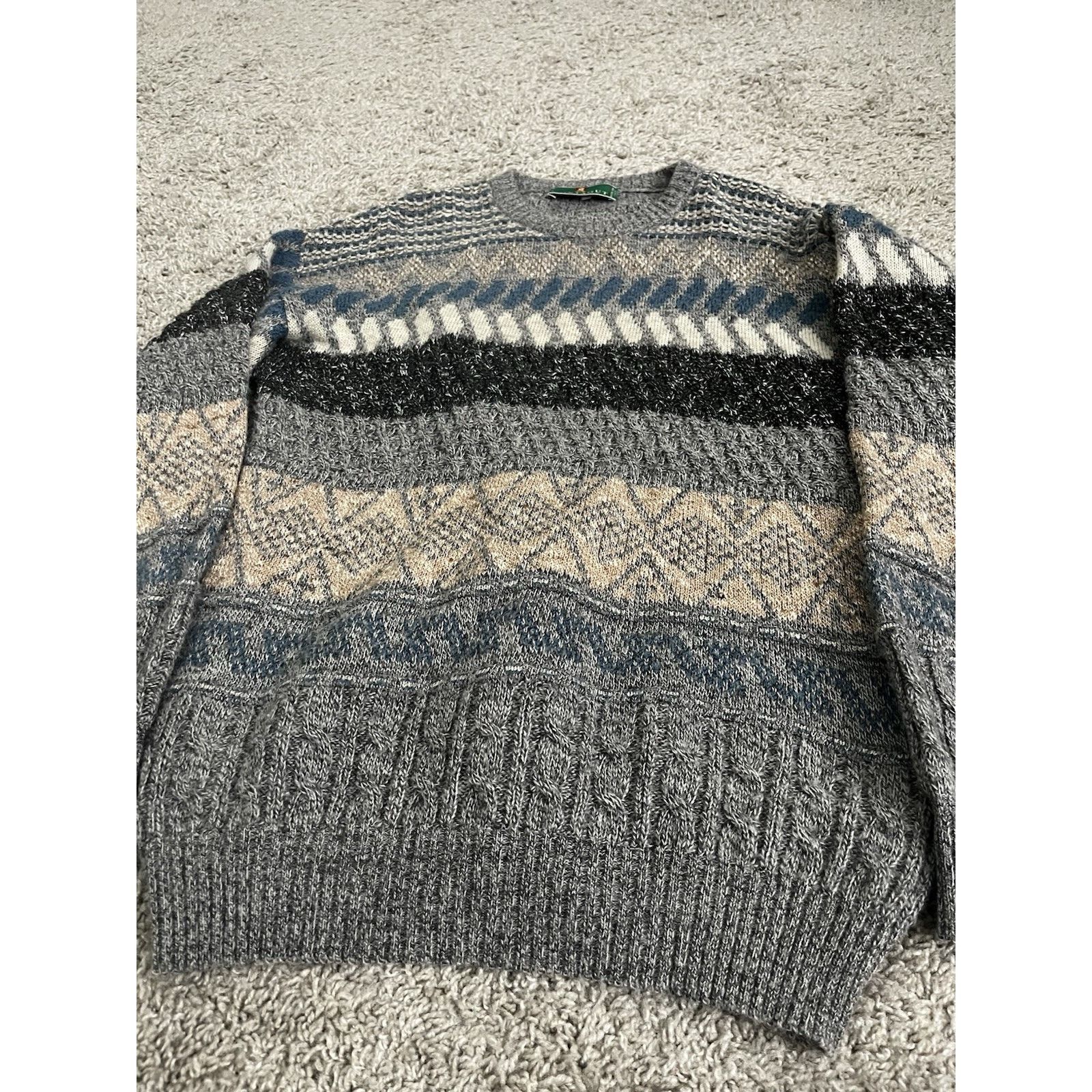 Montagut Vintage Montagut Sweater Mens Large Gray Pattern Knit Italy Size US L / EU 52-54 / 3 - 6 Thumbnail