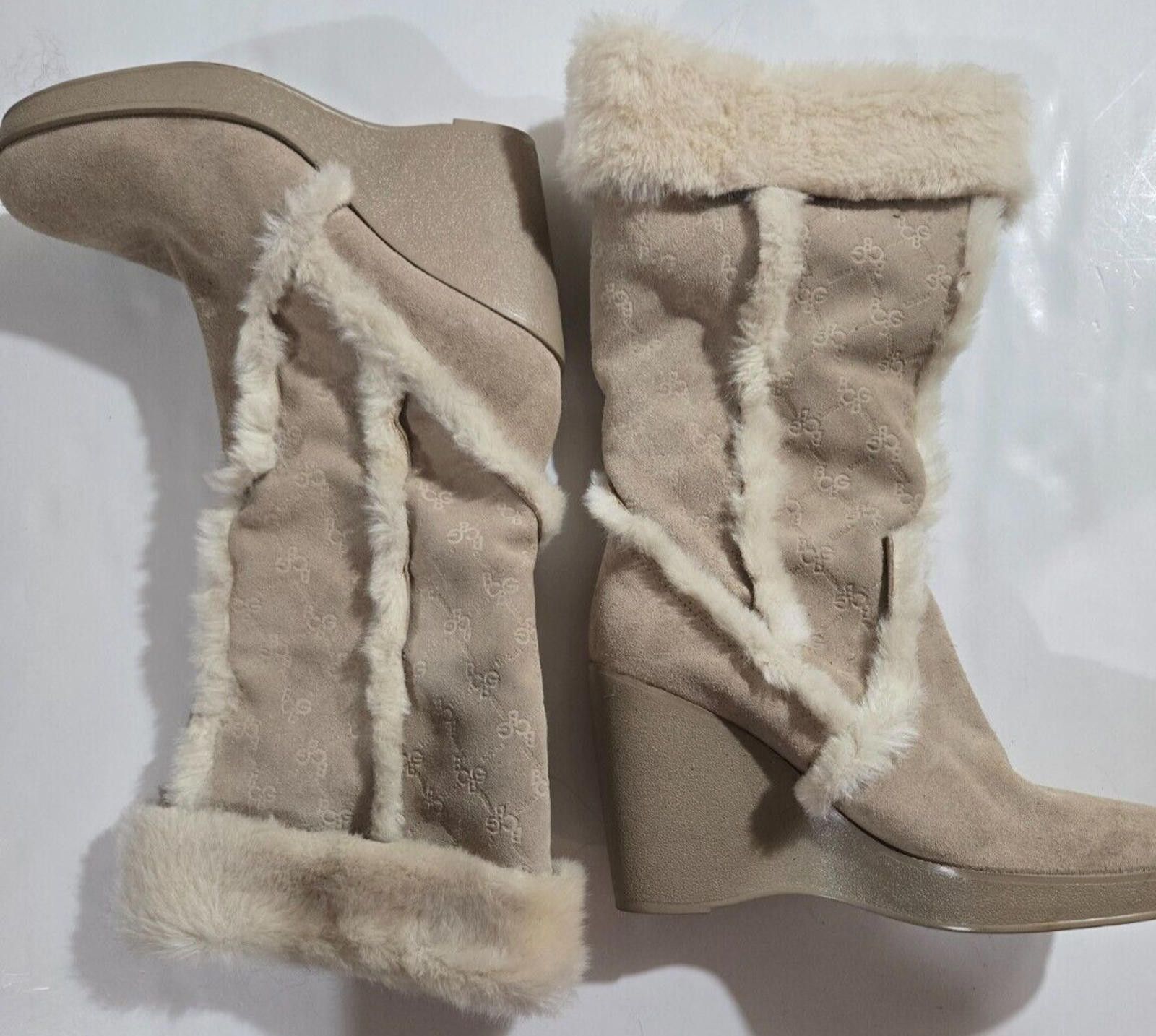 Bcbgmaxazria BCBG Women's Boots Snow, Fur, Y2K Vintage Wedge Size 8 - 9.5 Size US 8 / IT 38 - 5 Thumbnail